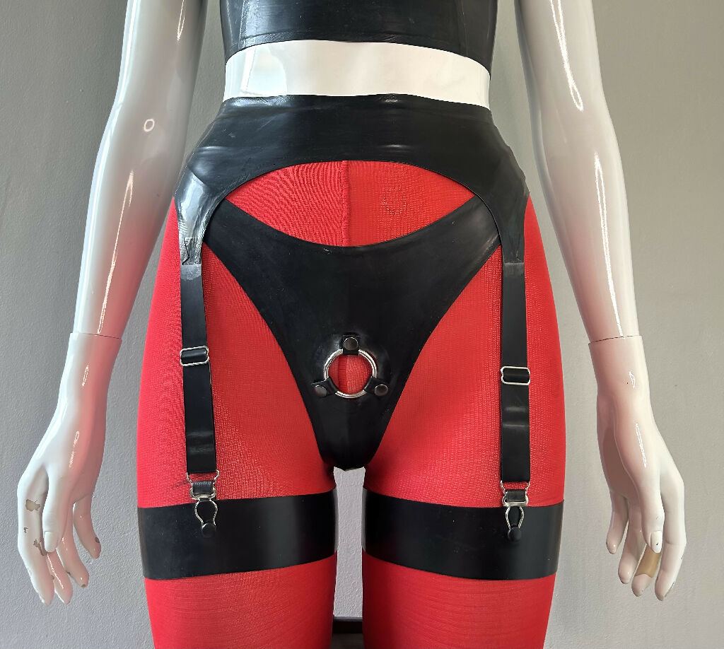 Latex Strap-on Thong, Garter Belt and Thigh Bands, Custom Made Charmskool Shop Latex Strap-on Thong, Garter Belt and Thigh Bands, Custom Made Charmskool Shop