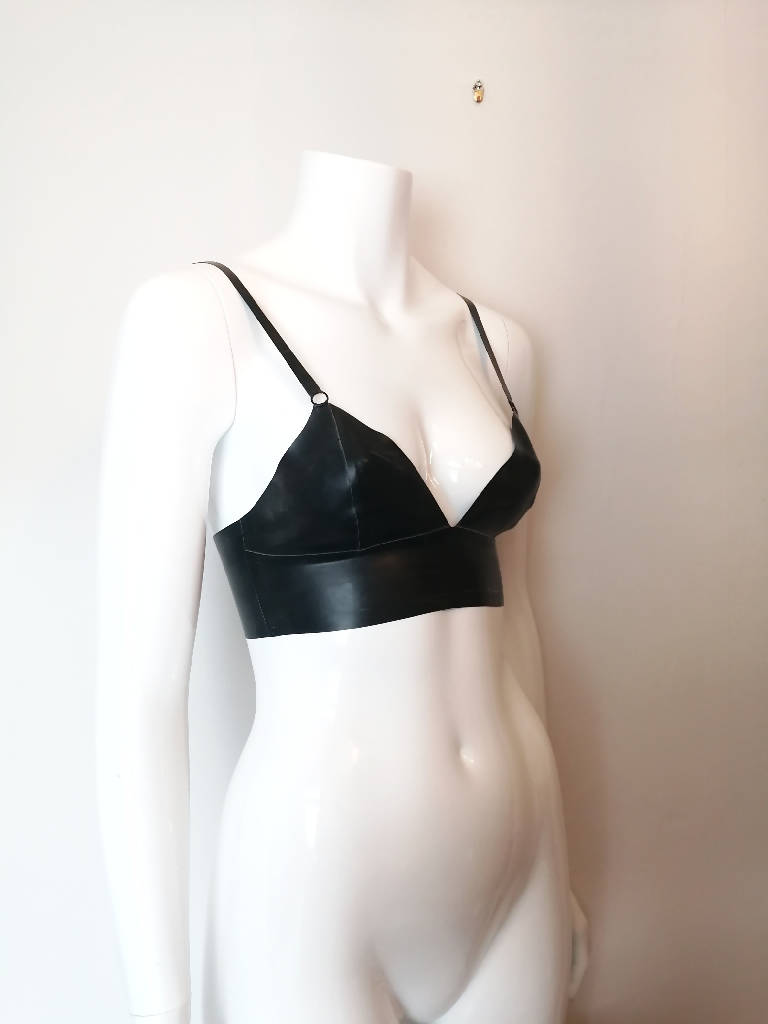 black latex bralette