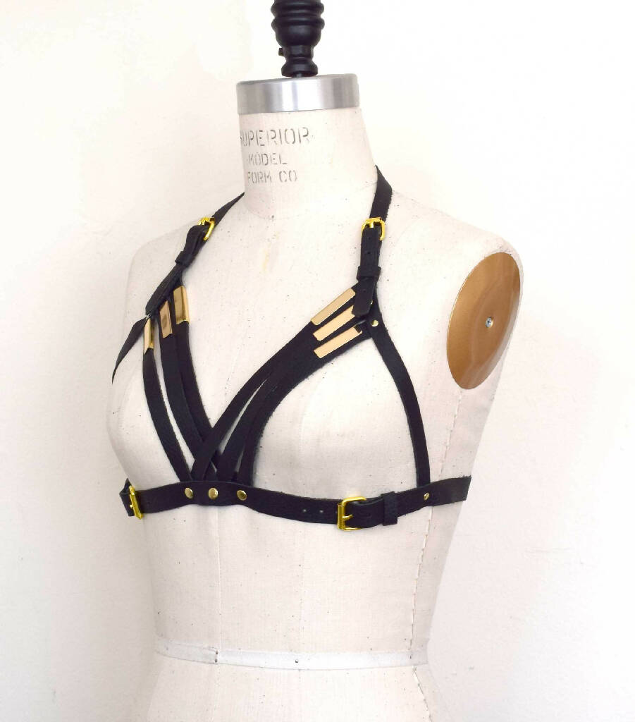 Diedre Strappy Leather Harness Bra – Charmskool Shop