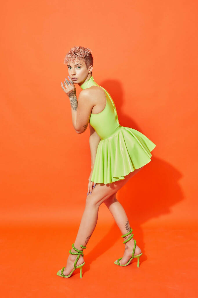 DOUBLE-CIRCLE LATEX MINI DRESS ( PICK YOUR COLOUR )