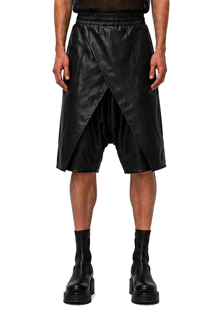 VEGAN LEATHER WRAP SHORTS