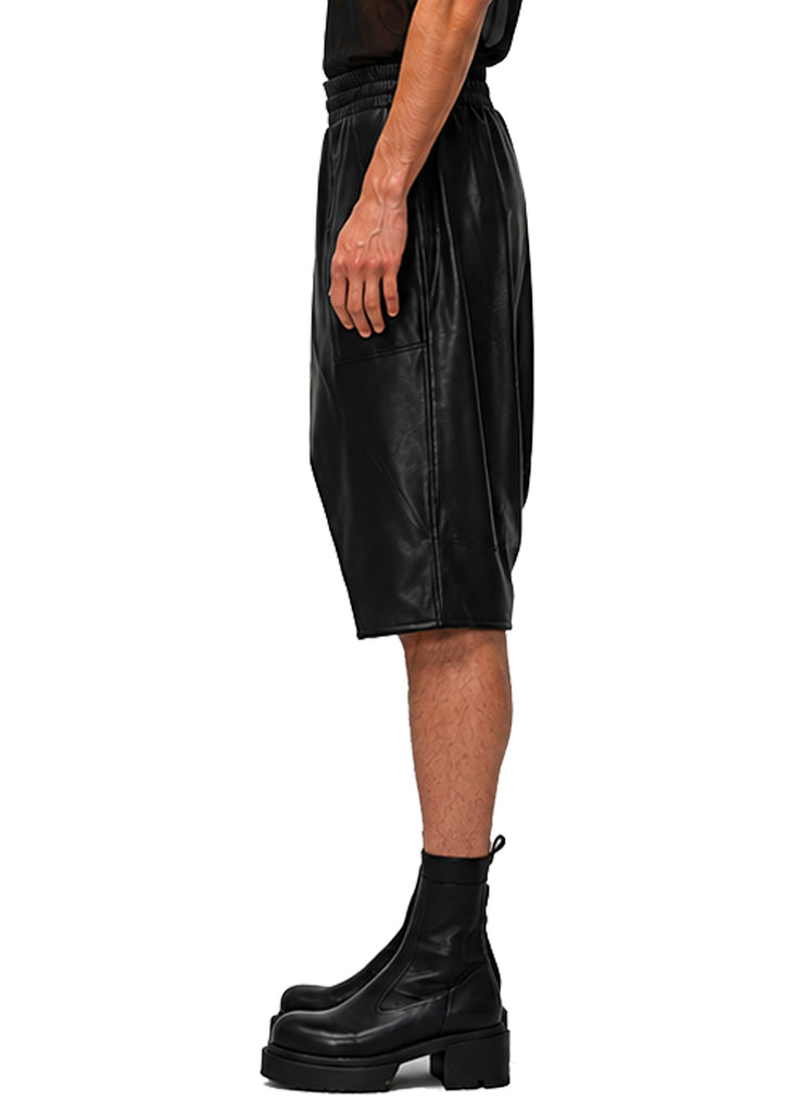 VEGAN LEATHER WRAP SHORTS