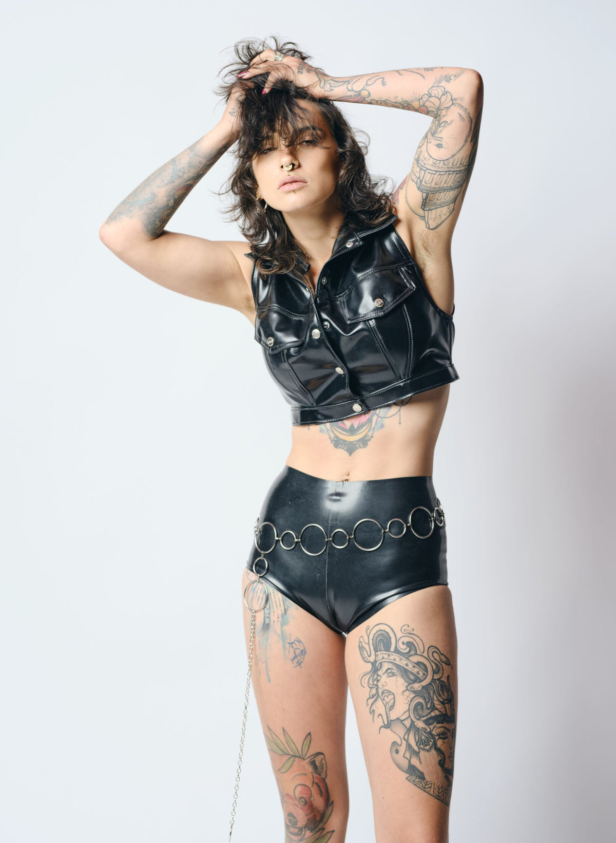Cropped Levi Latex Waistcoat