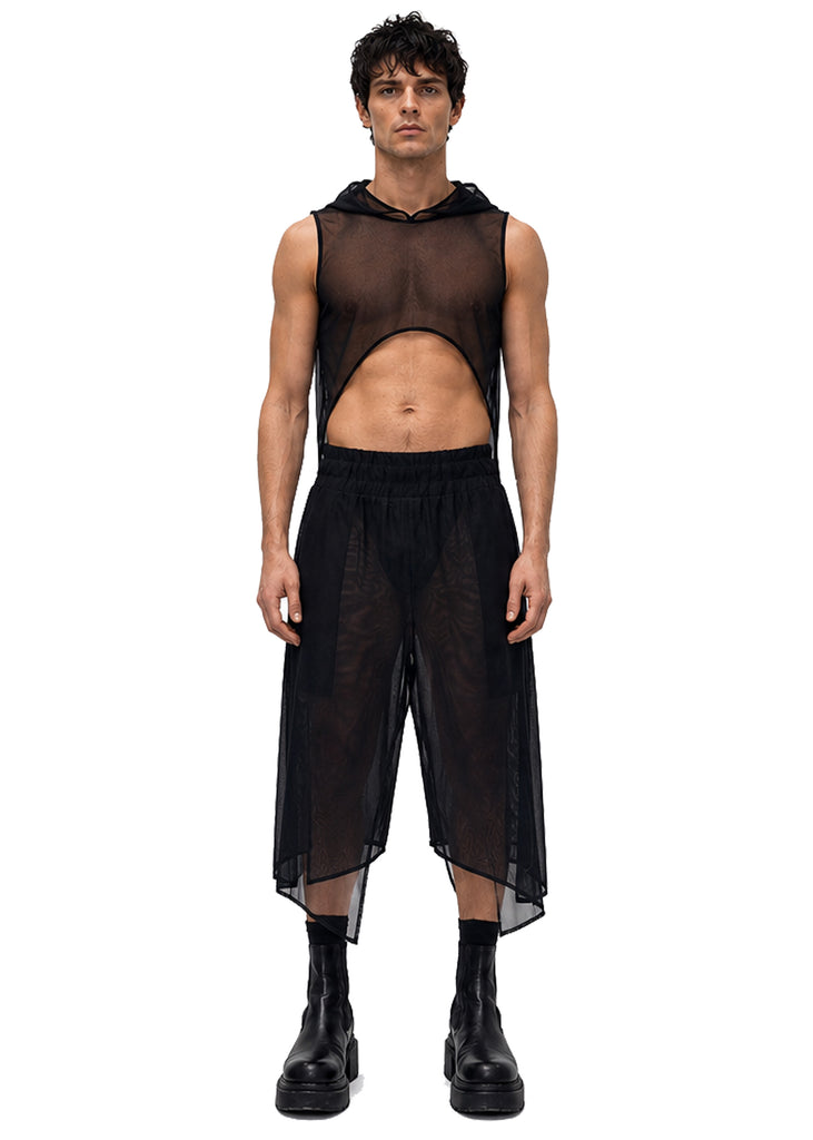 MESH CROPPED HOODIE