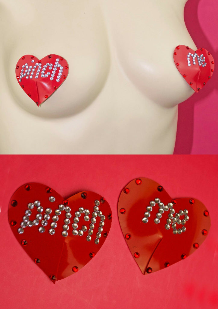 “PINCH ME” HEART LATEX NIPPLE PASTIES ( PICK YOUR COLOUR )