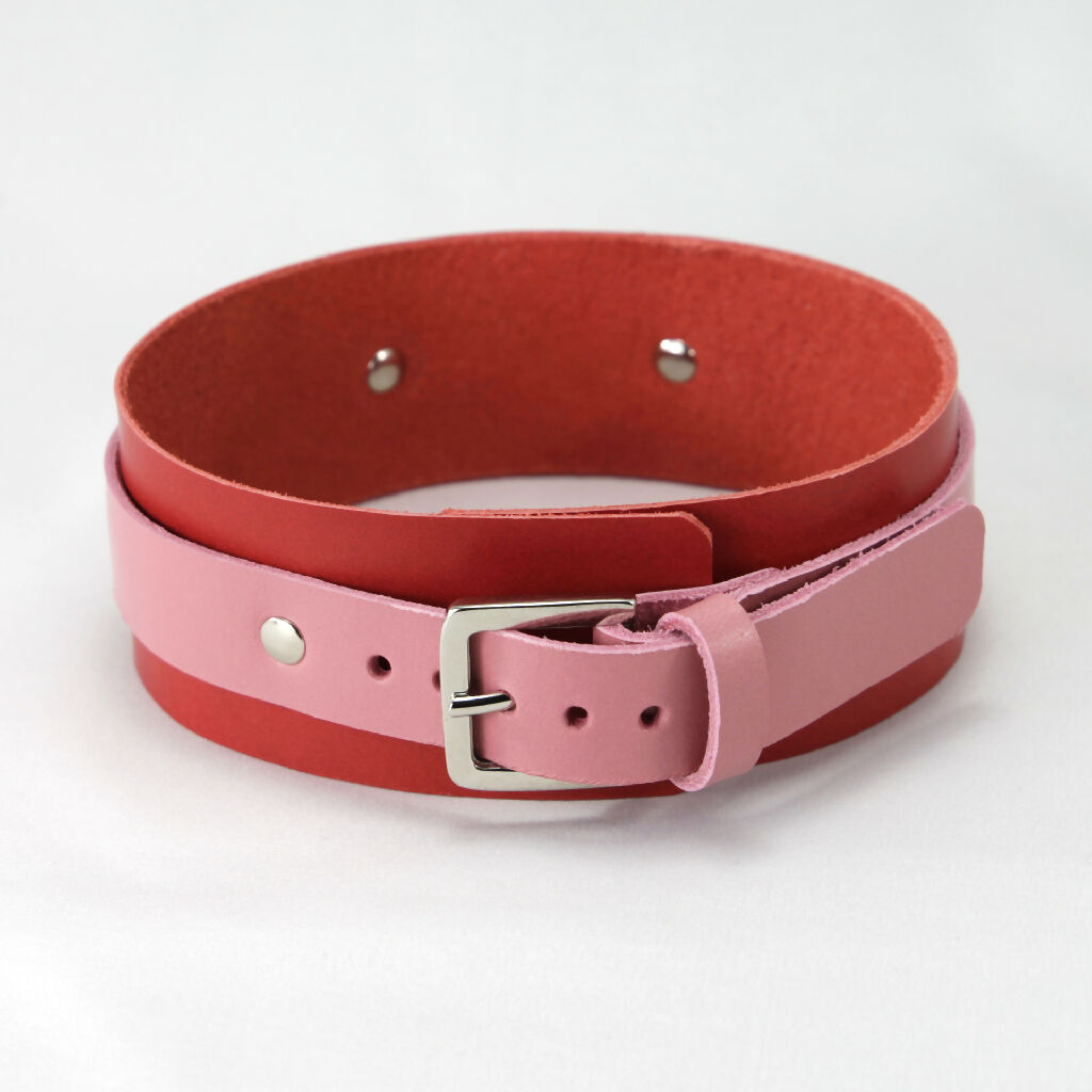 Leather Collar Red/Pink
