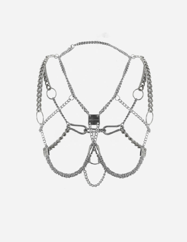 uprzaz_z_lancucha_masywna_harness_fetish_srebrna_niklowana_bodychain_przod