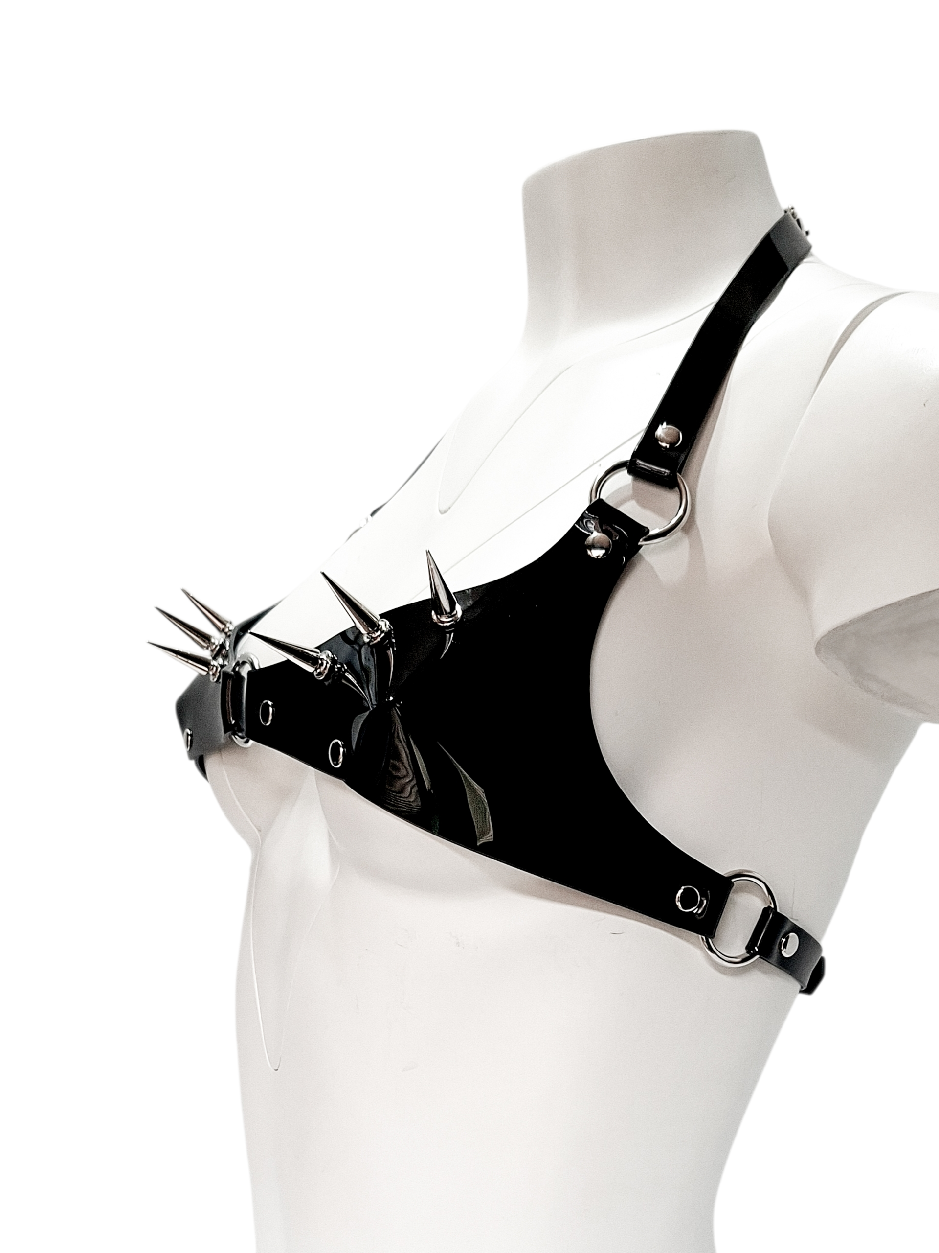 Spiked Black Vinyl 1/2 Cup Bra