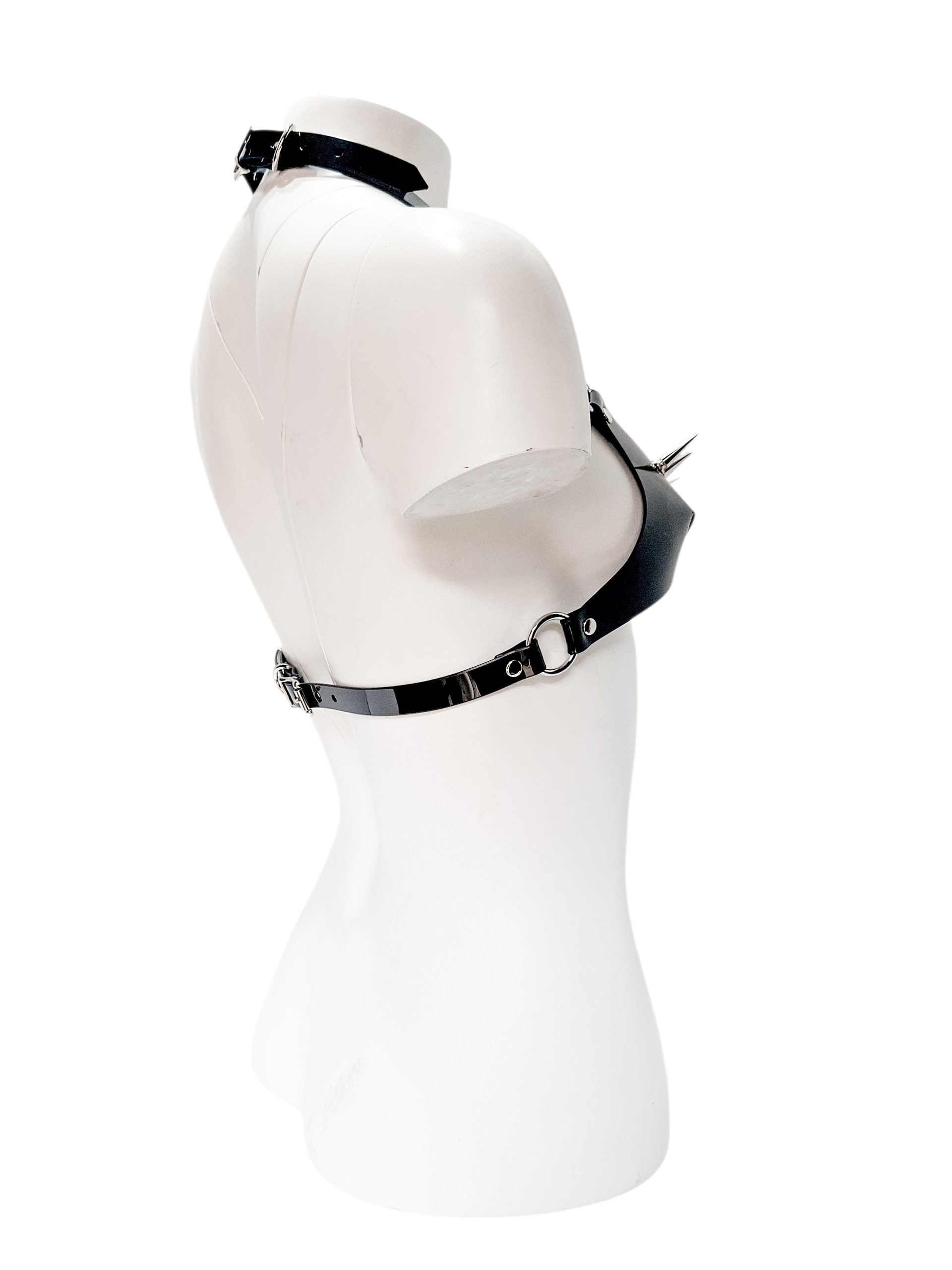 Spiked Black Vinyl 1/2 Cup Bra