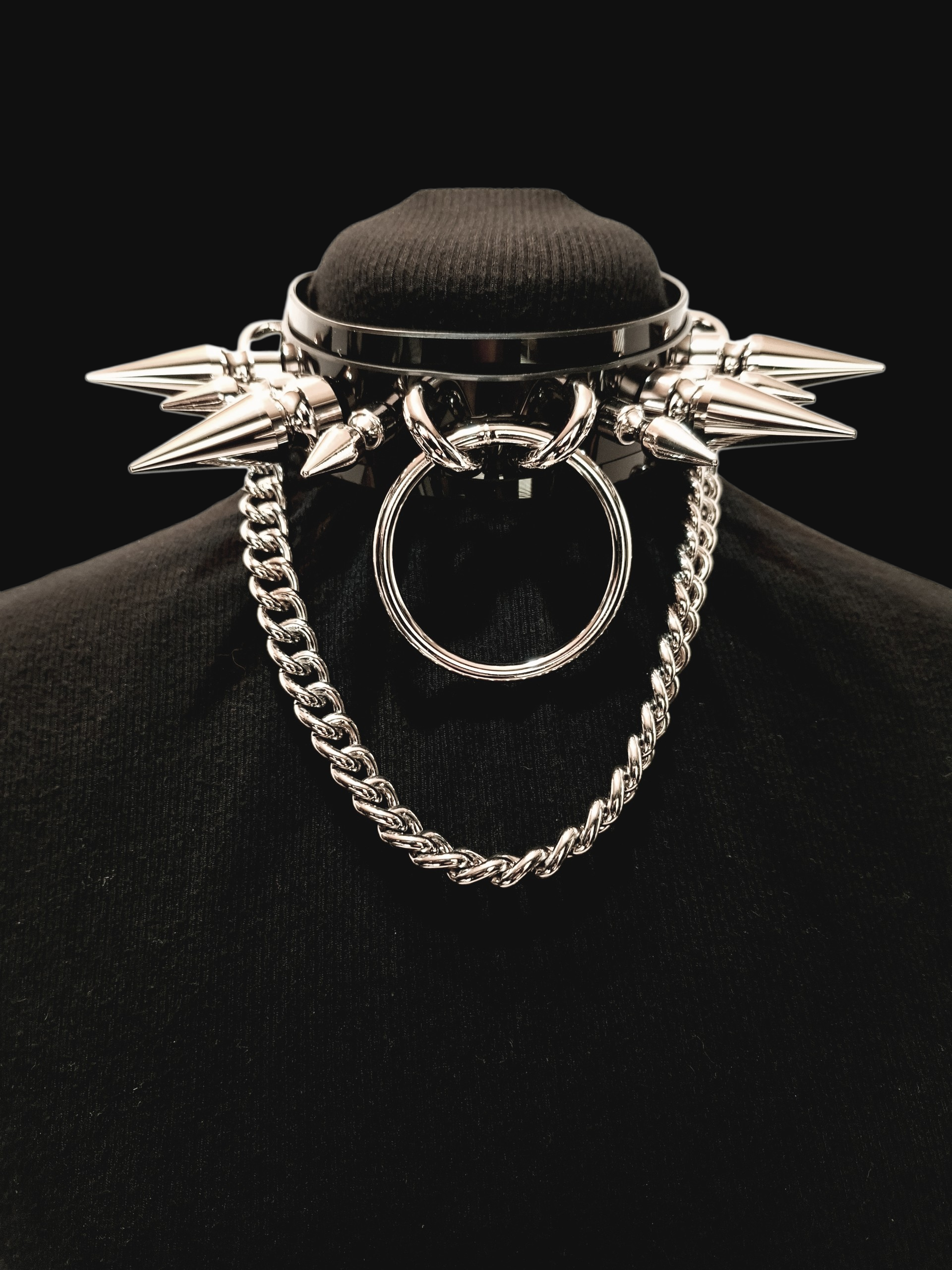 Extreme Spiked Gothic Collar with Chain & O-Ring