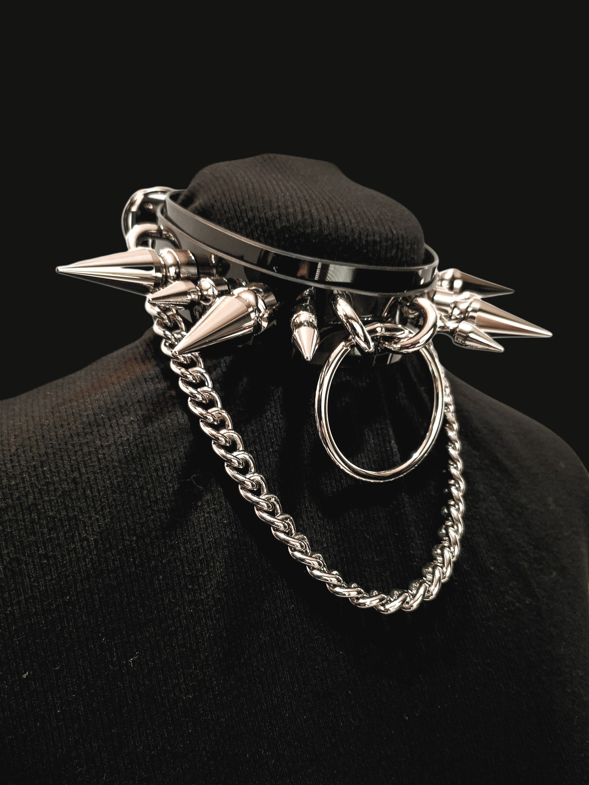 Extreme Spiked Gothic Collar with Chain & O-Ring