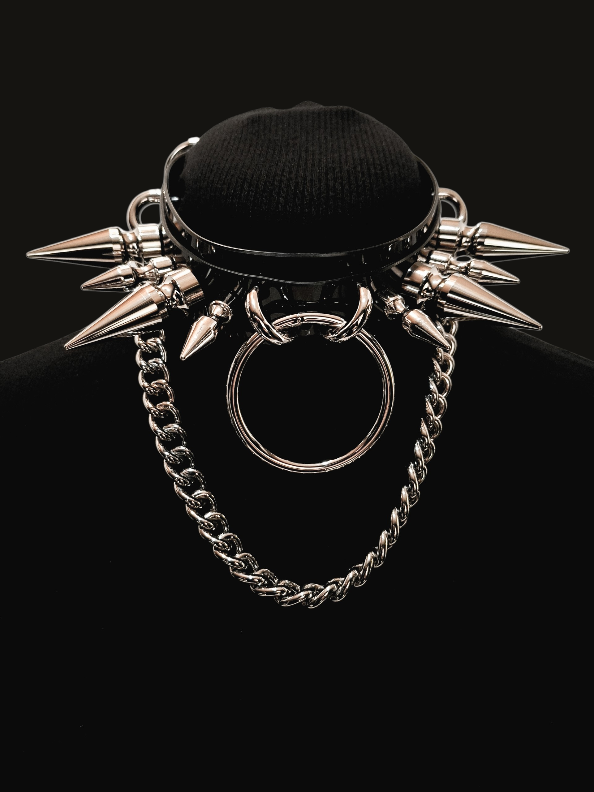 Extreme Spiked Gothic Collar with Chain & O-Ring
