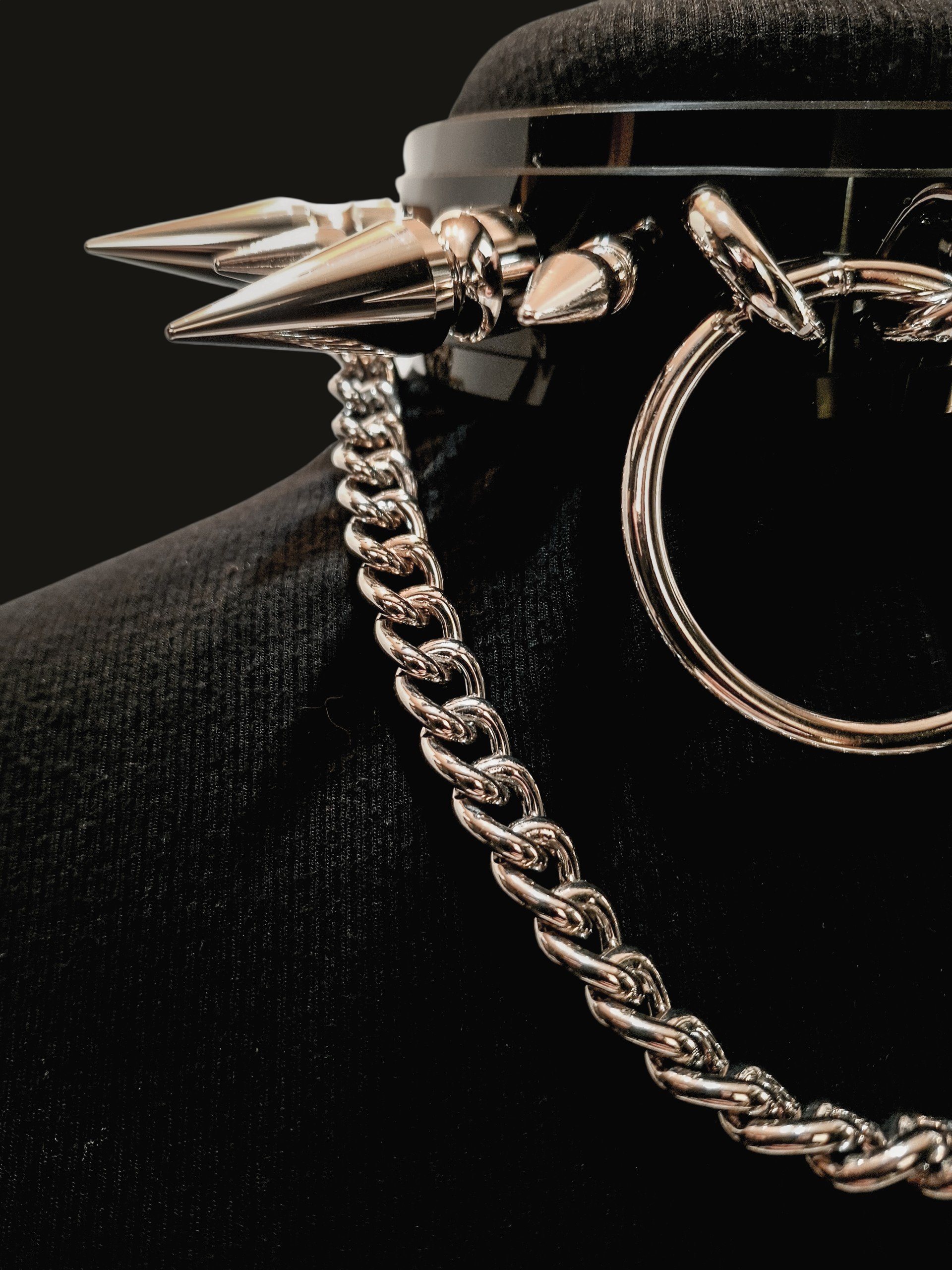 Extreme Spiked Gothic Collar with Chain & O-Ring