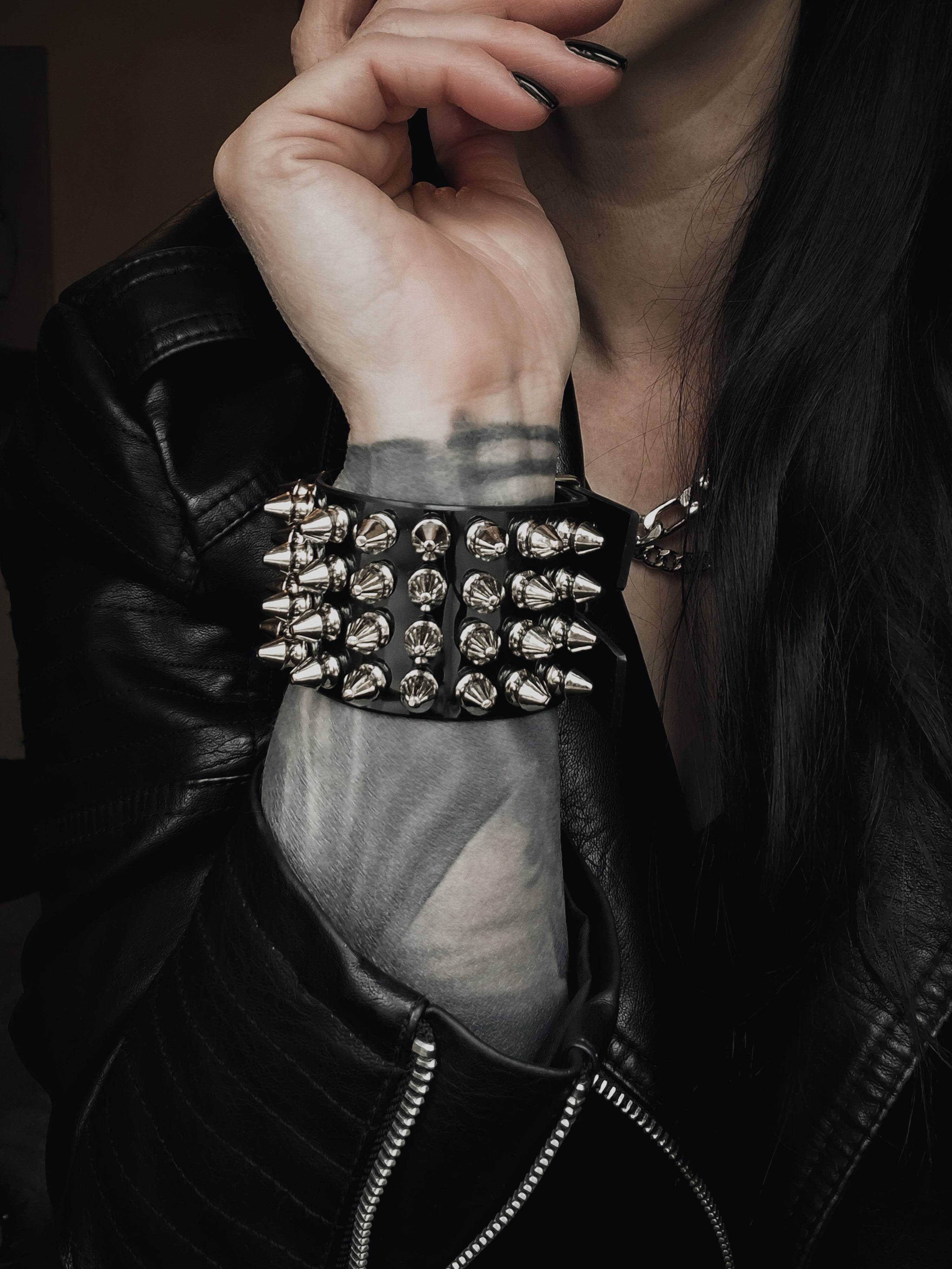 Studded Vinyl Single Cuff Bracelet