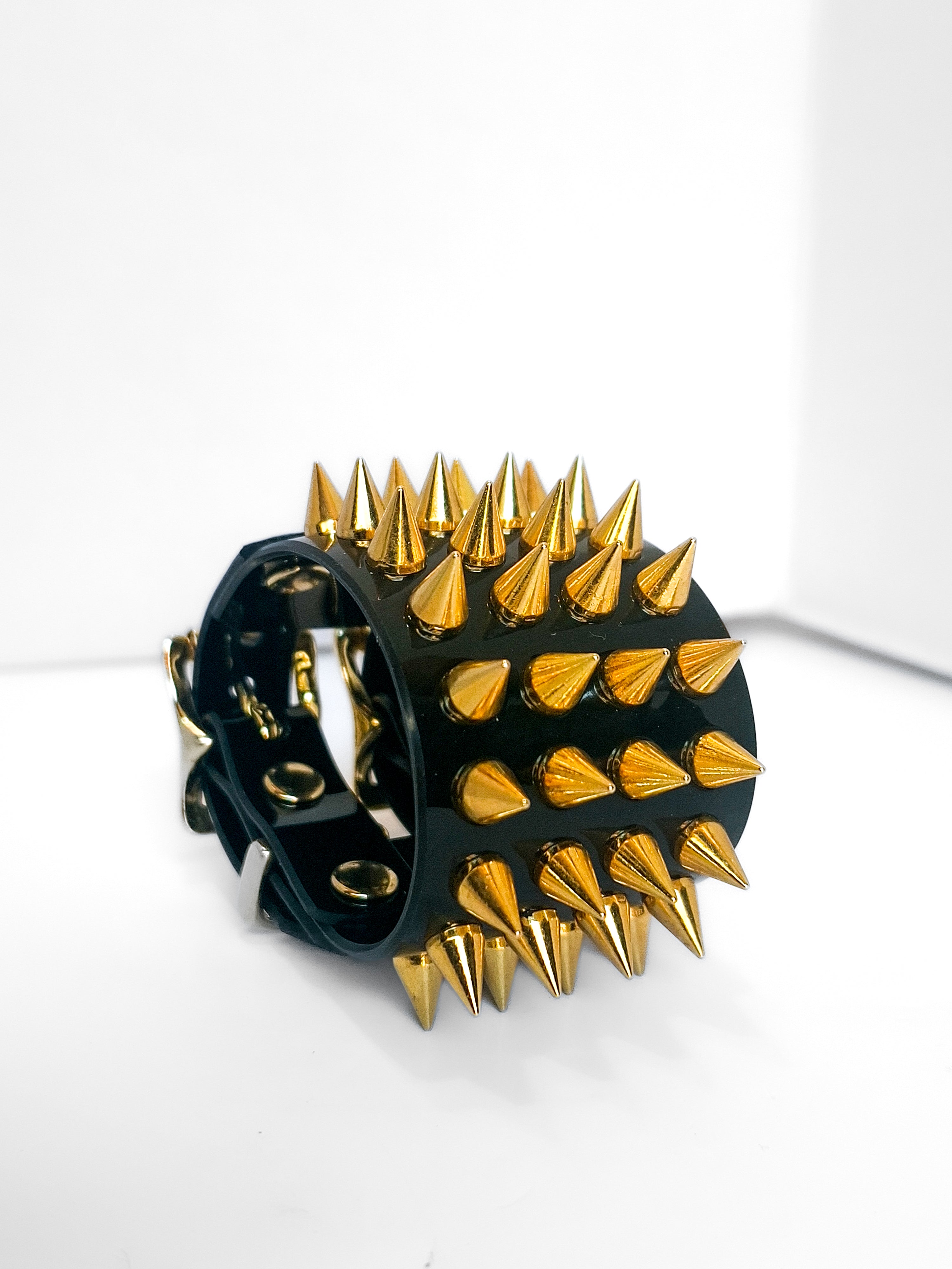 Gold Studded Vinyl Cuff Bracelet