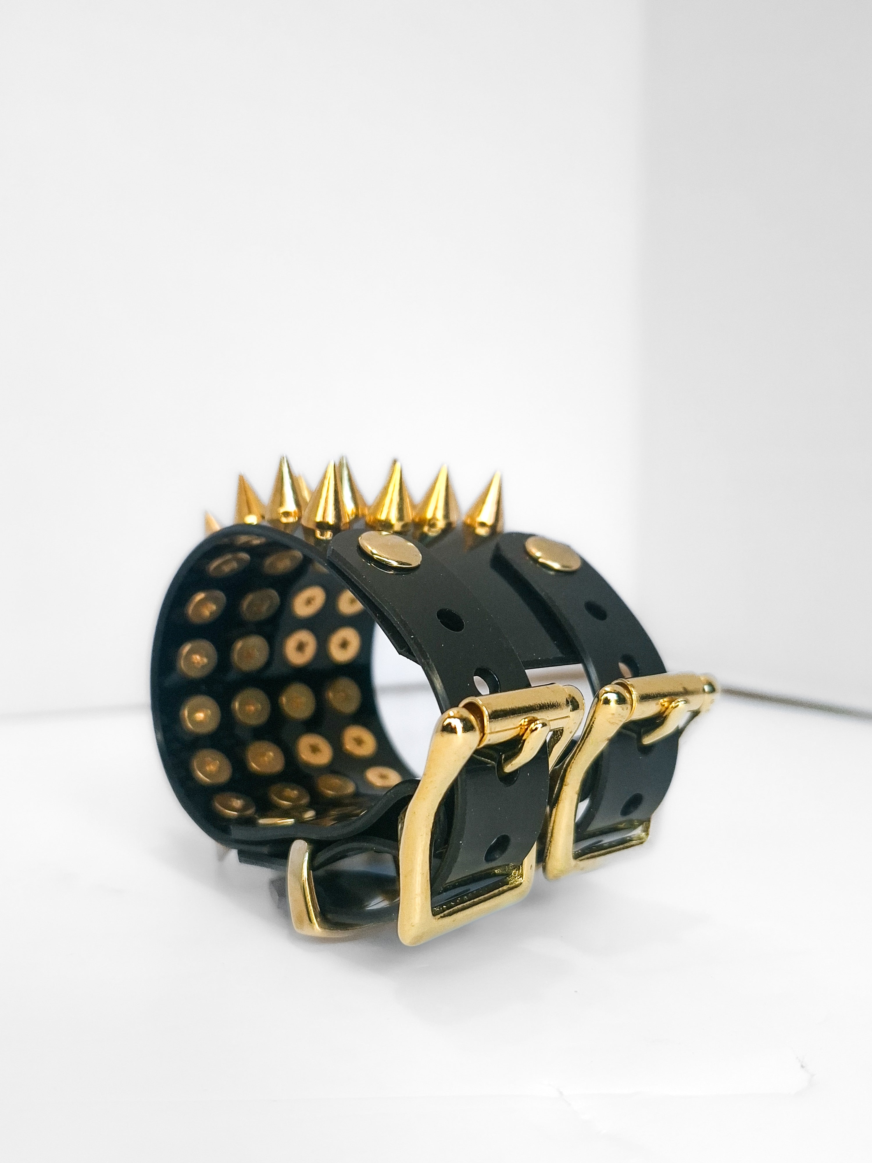 Gold Studded Vinyl Cuff Bracelet