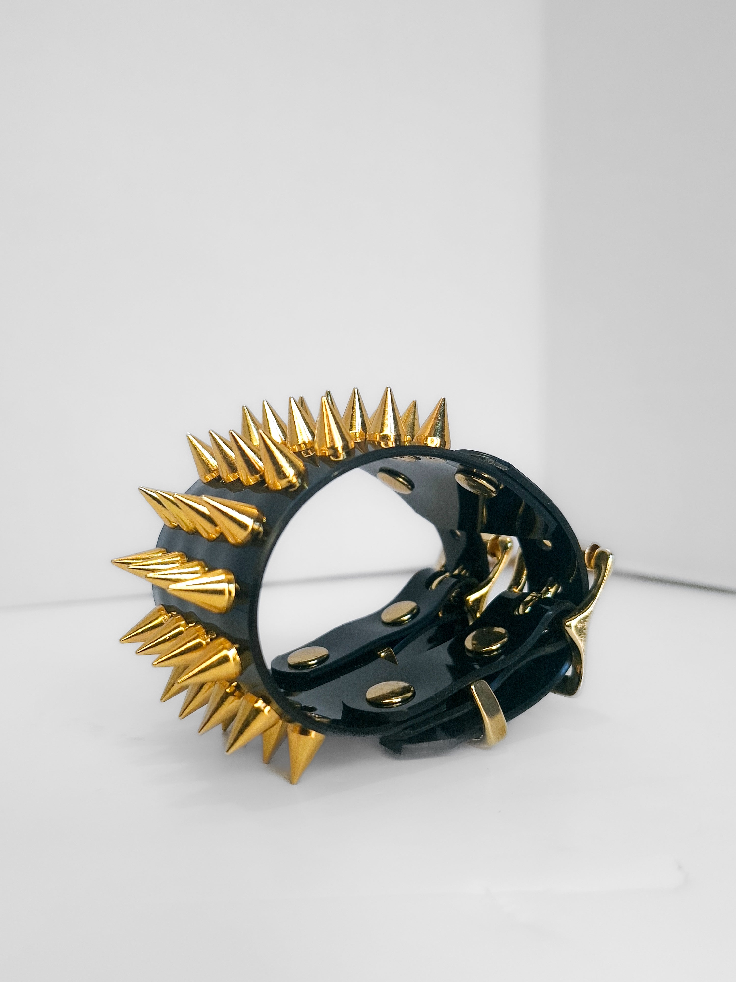 Gold Studded Vinyl Cuff Bracelet