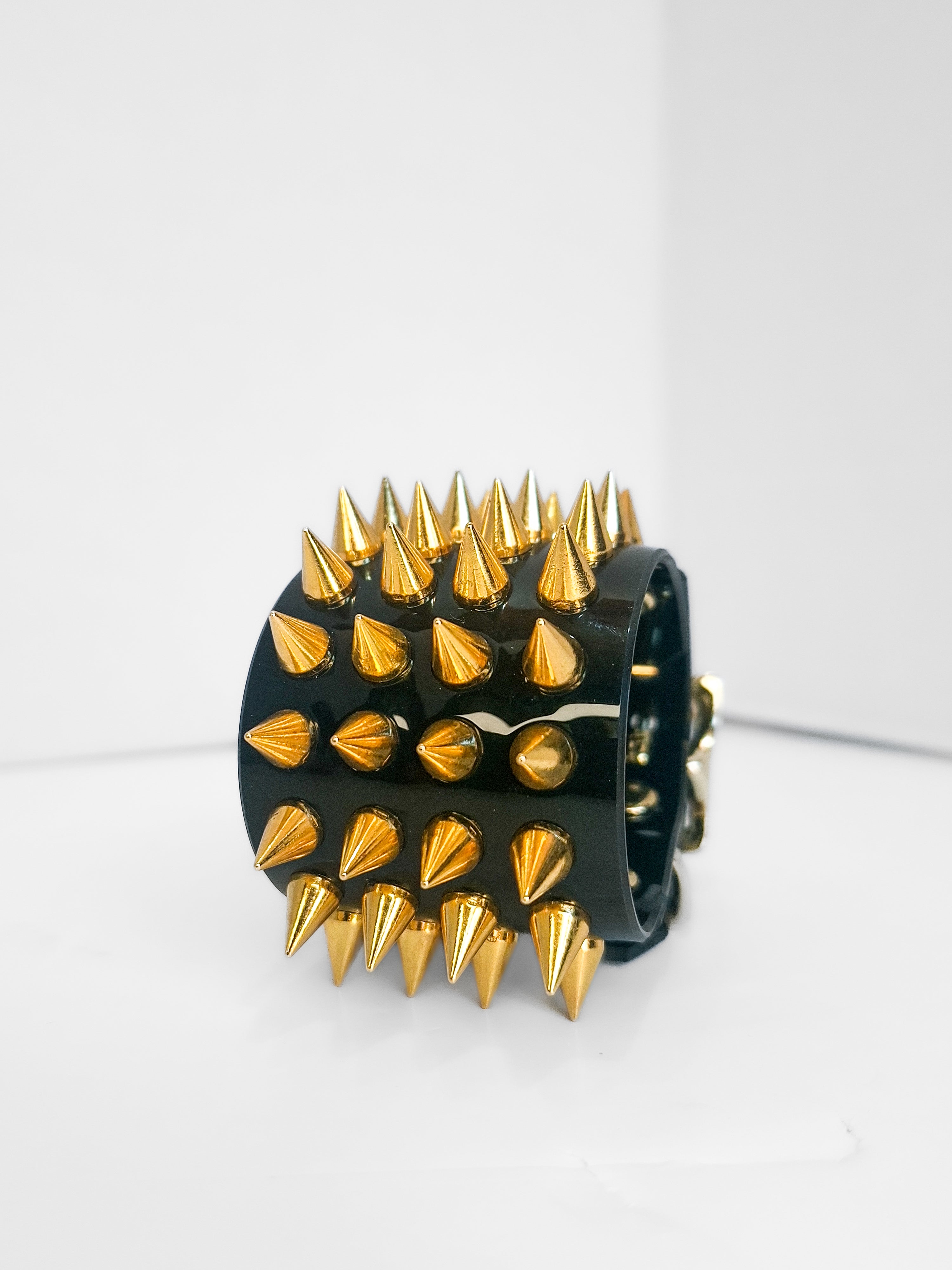Gold Studded Vinyl Cuff Bracelet