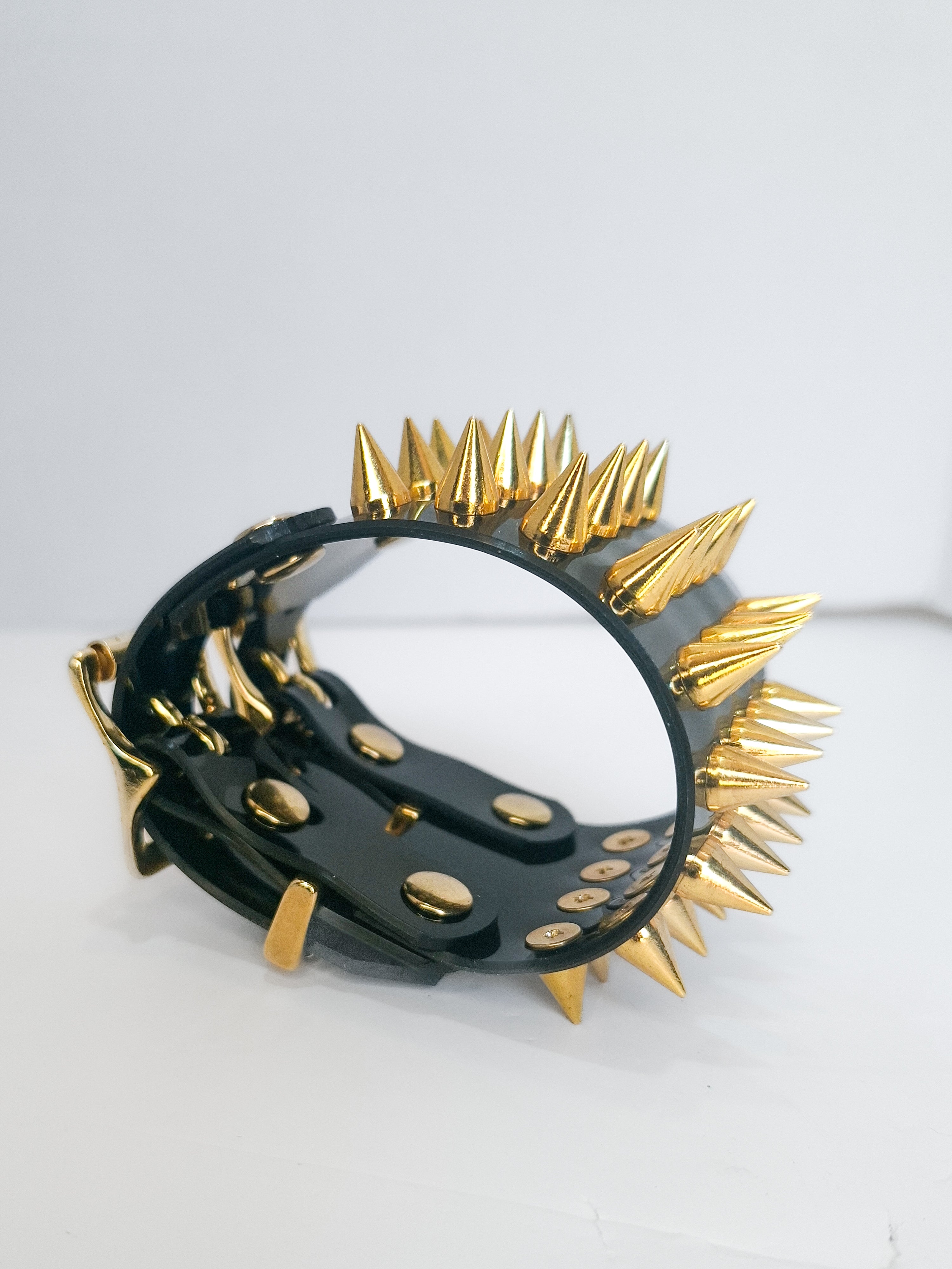 Gold Studded Vinyl Cuff Bracelet