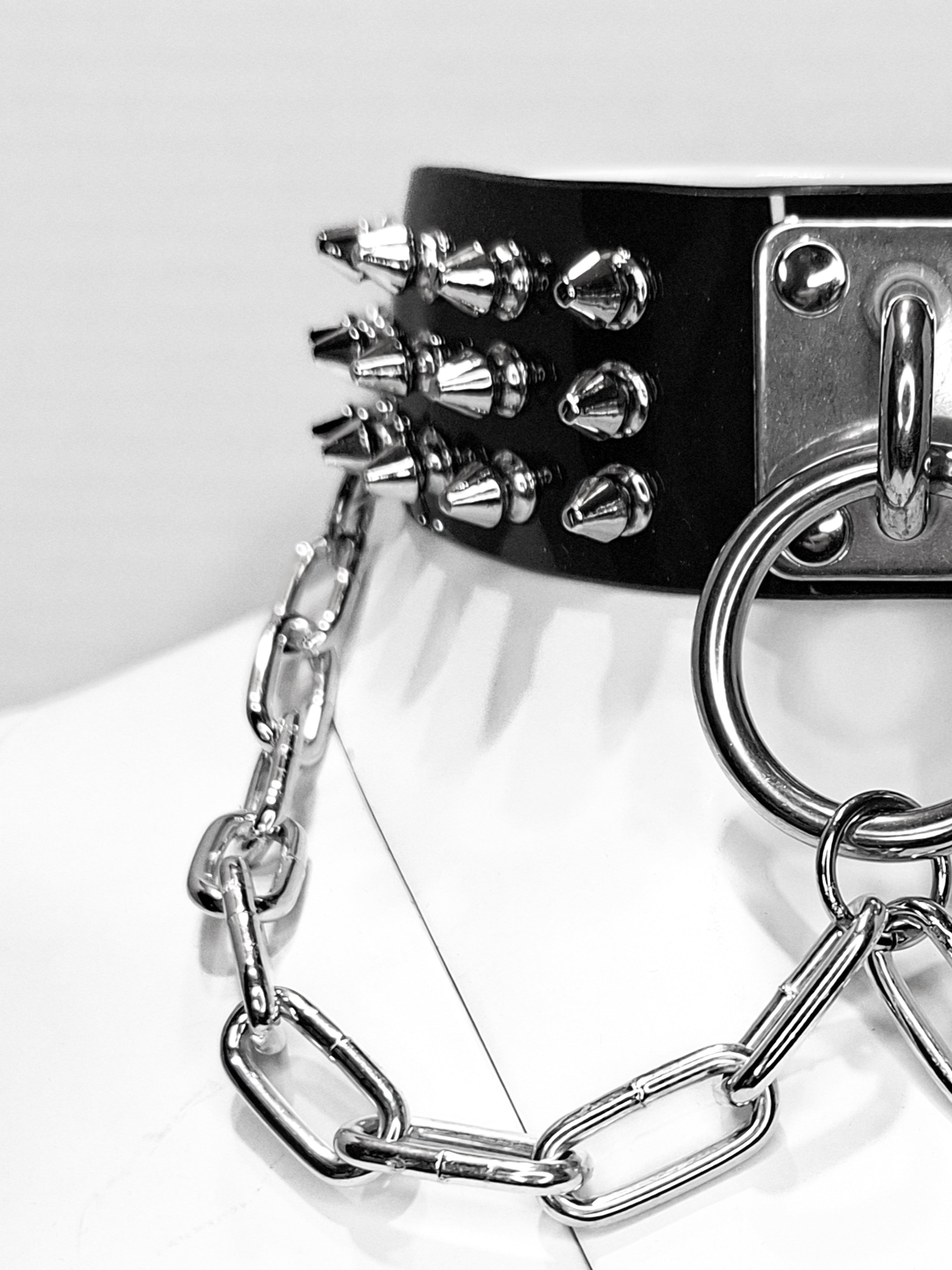Spiked Punk Gothic Collar with Steel Chain