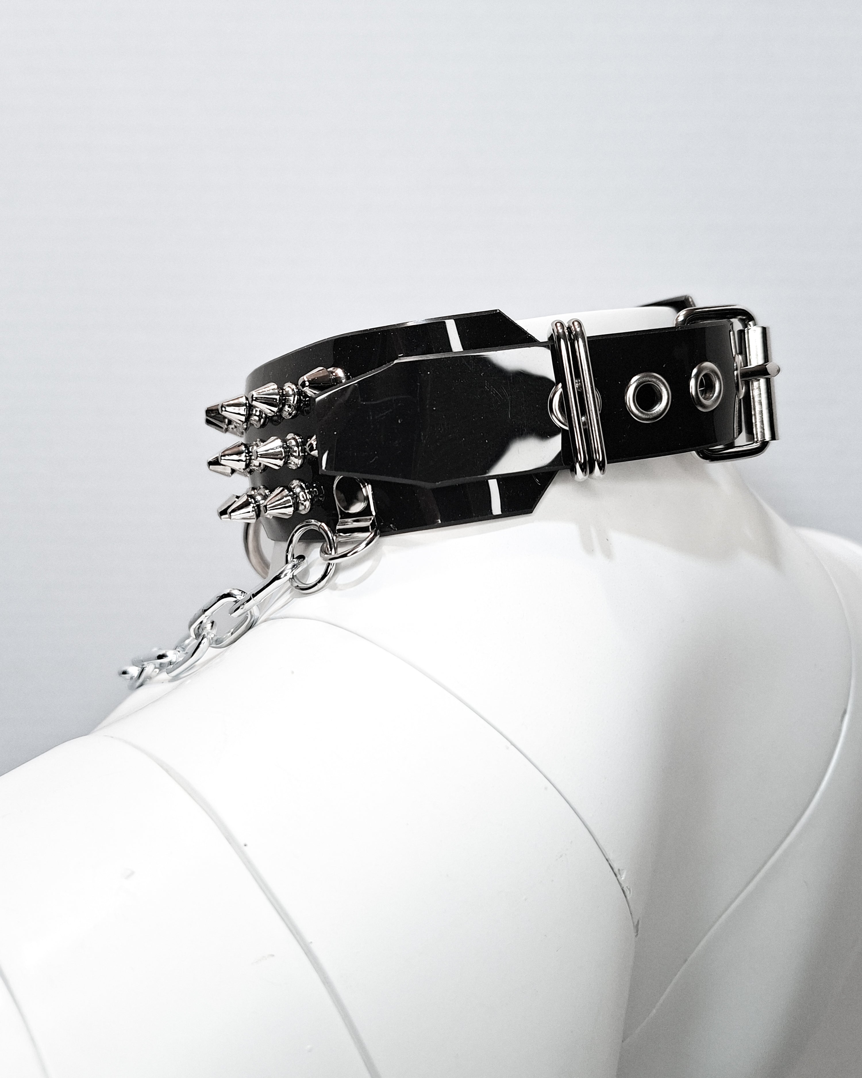 Spiked Punk Gothic Collar with Steel Chain