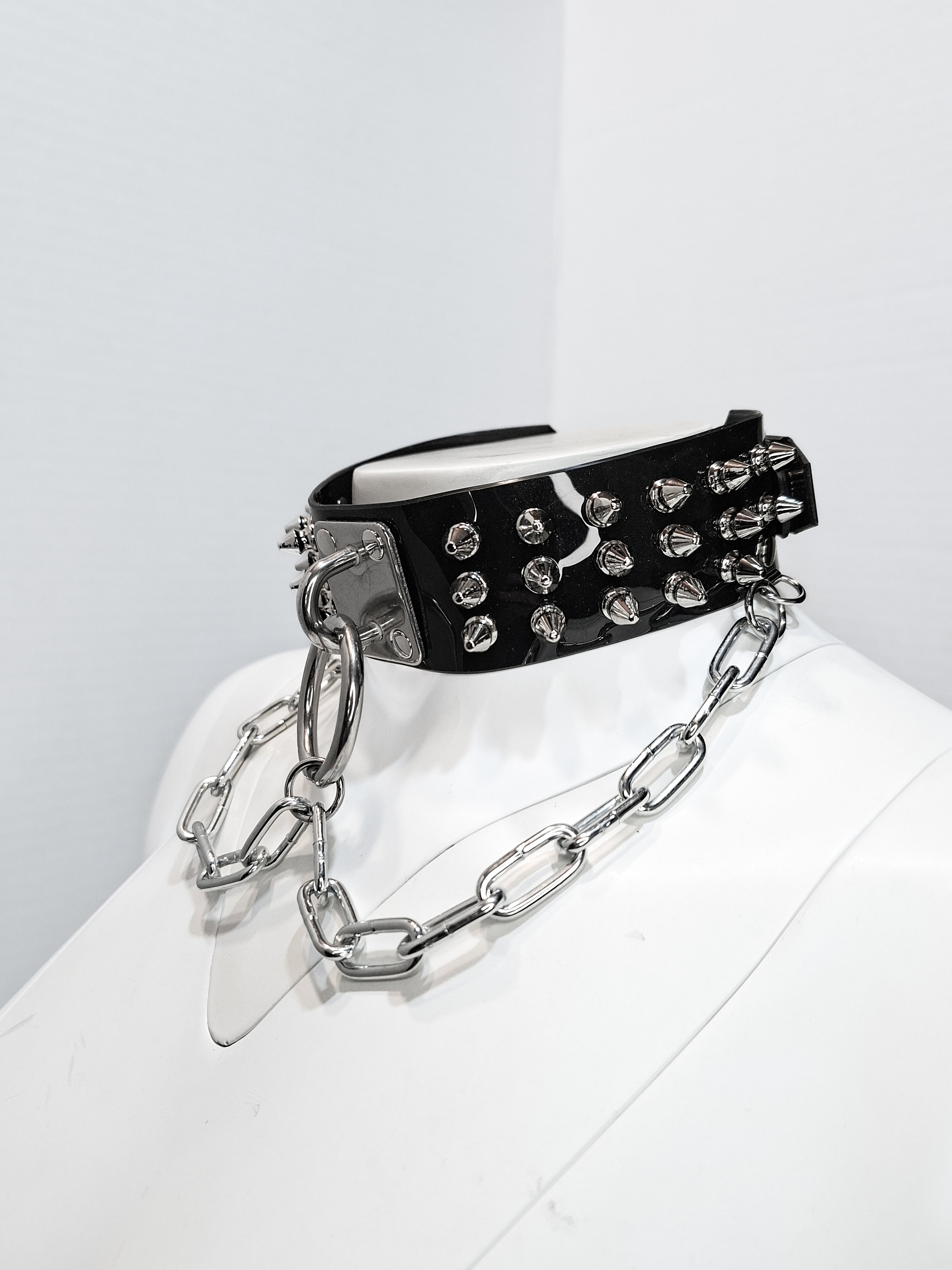 Spiked Punk Gothic Collar with Steel Chain