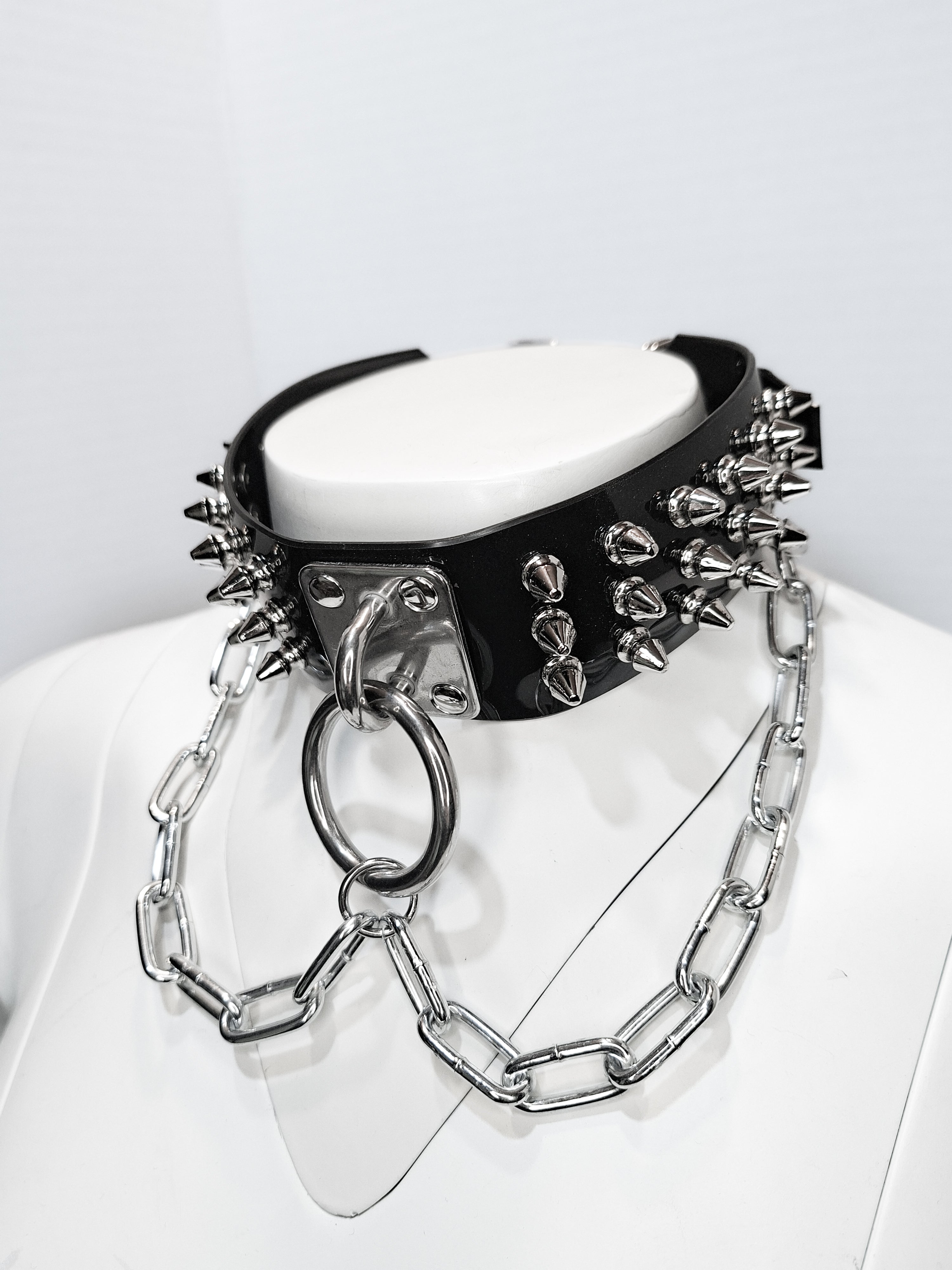 Spiked Punk Gothic Collar with Steel Chain