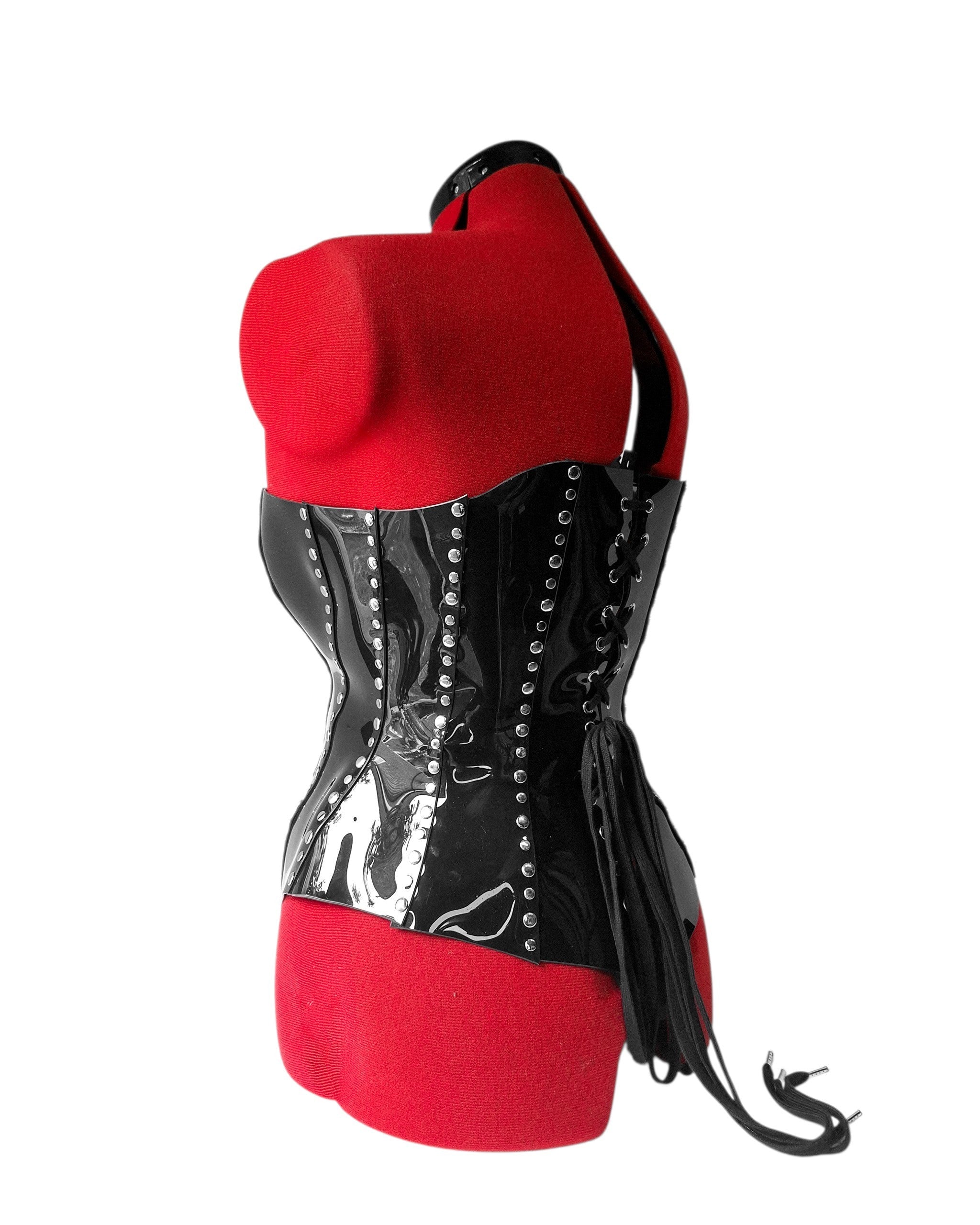 IRON WIDOW Victorian Mid-Bust Vinyl Gothic Corset with O-Ring