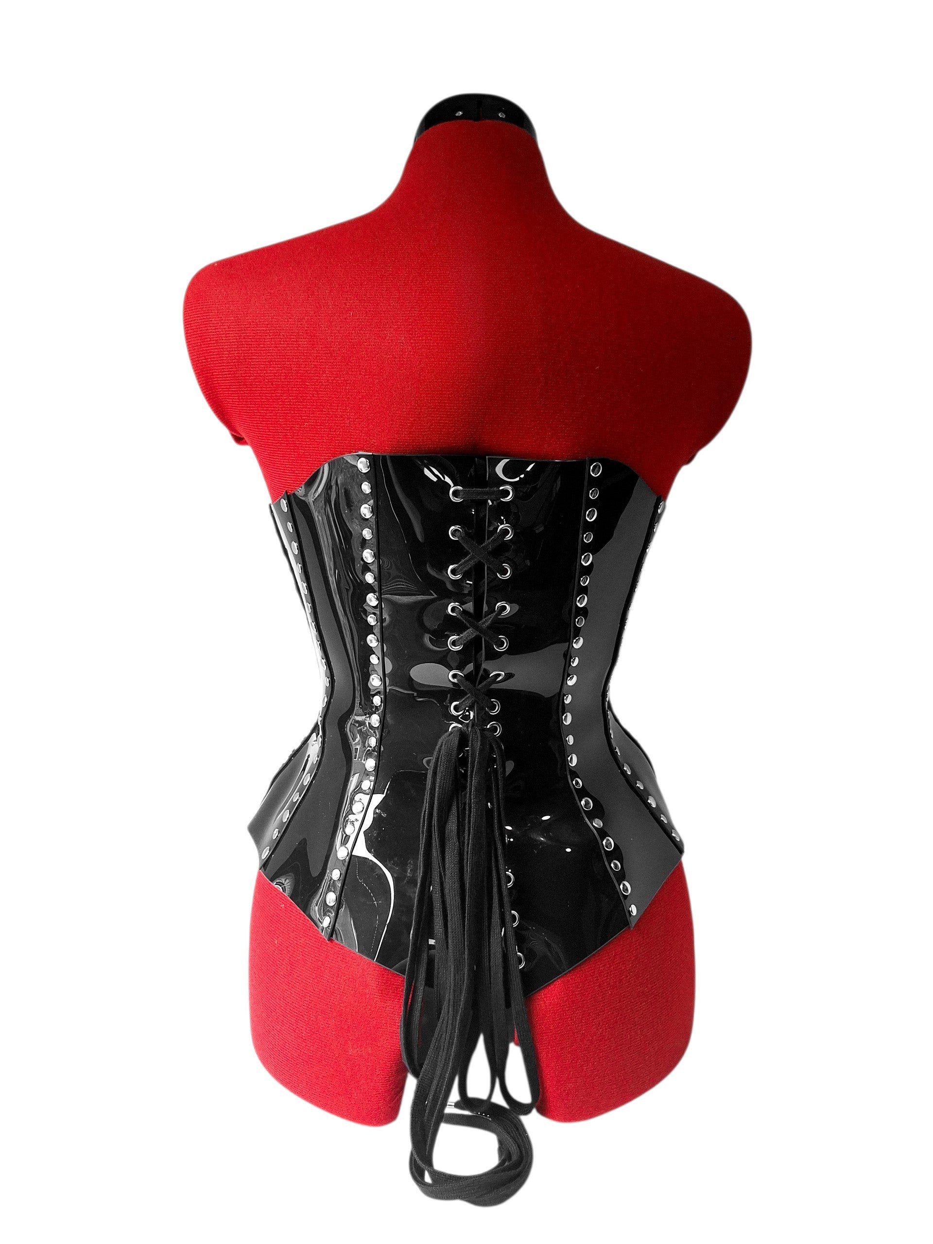 IRON WIDOW Victorian Mid-Bust Vinyl Gothic Corset with O-Ring