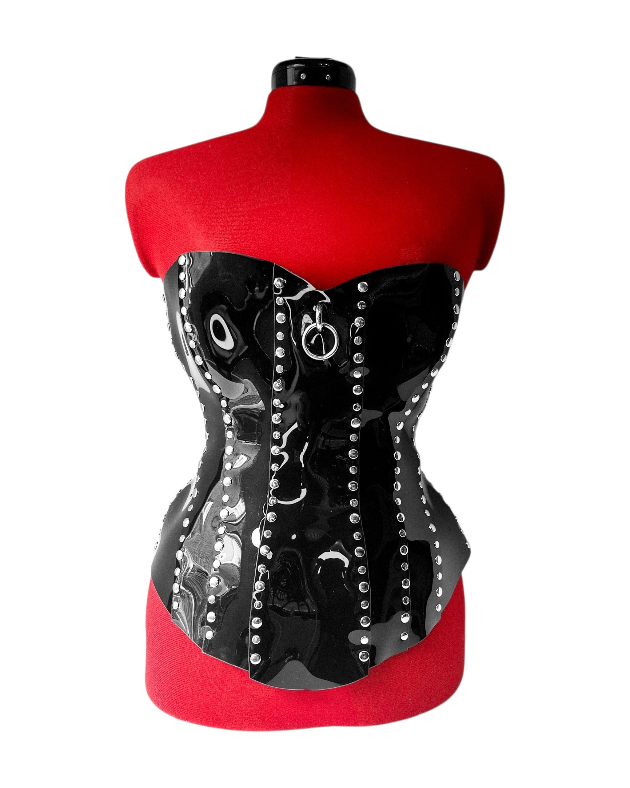 IRON WIDOW Victorian Mid-Bust Vinyl Gothic Corset with O-Ring