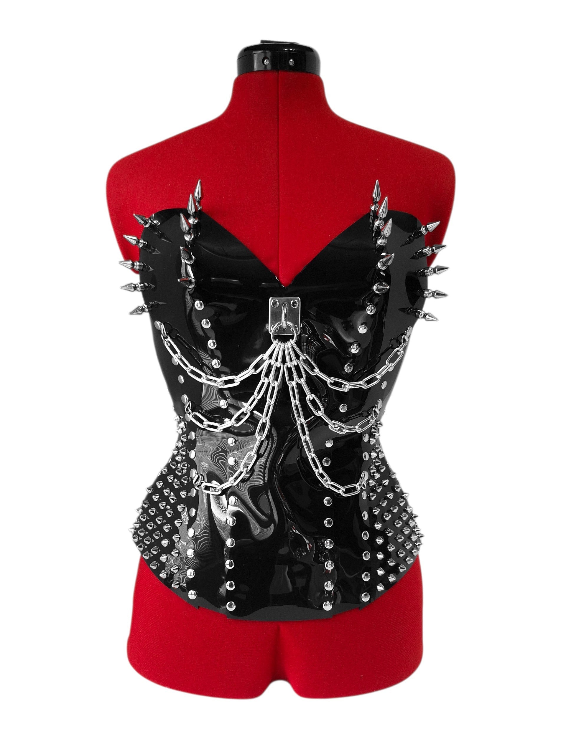 THE WARDEN Extreme Gothic Spiked Overbust Corset