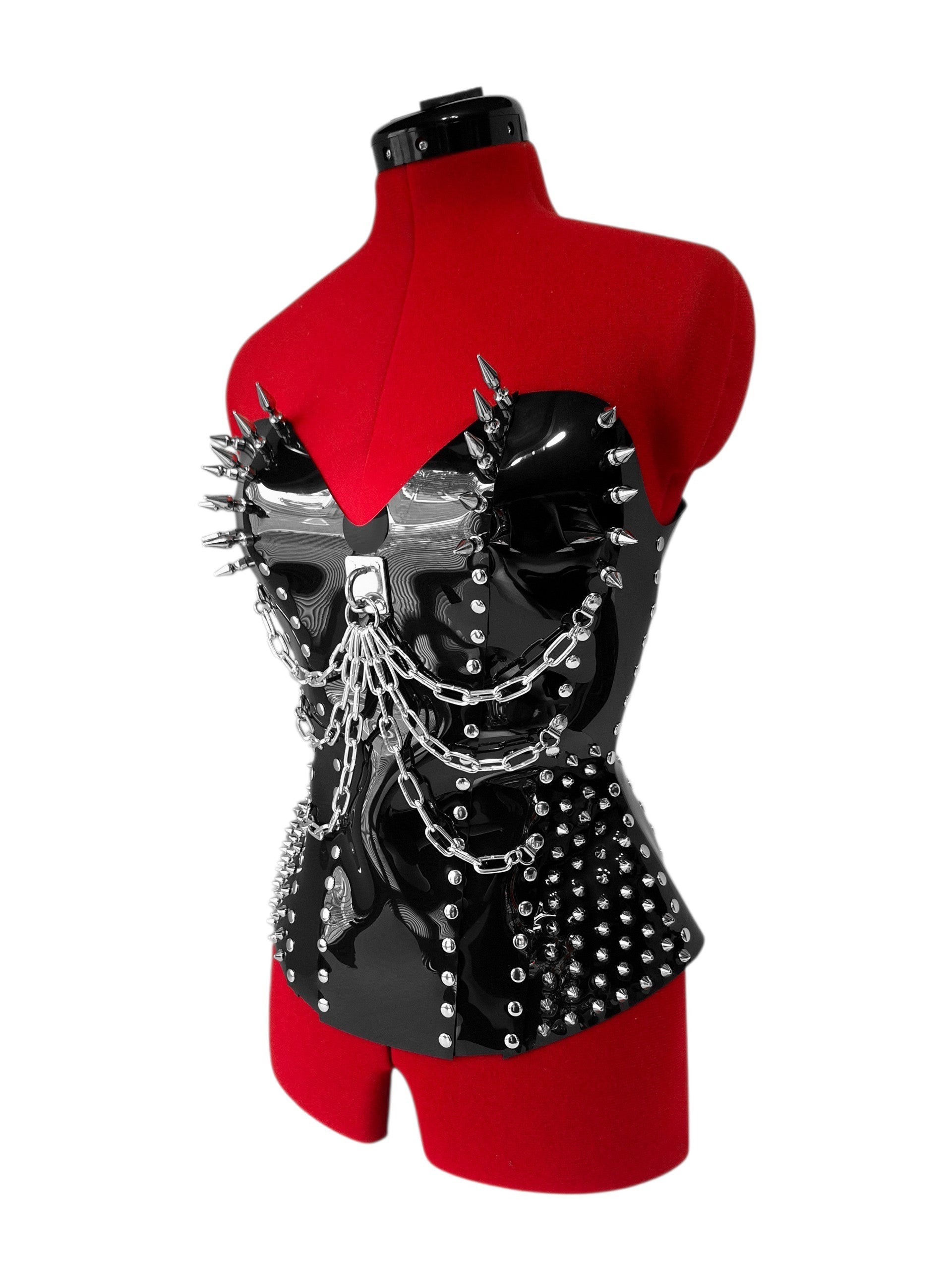 THE WARDEN Extreme Gothic Spiked Overbust Corset