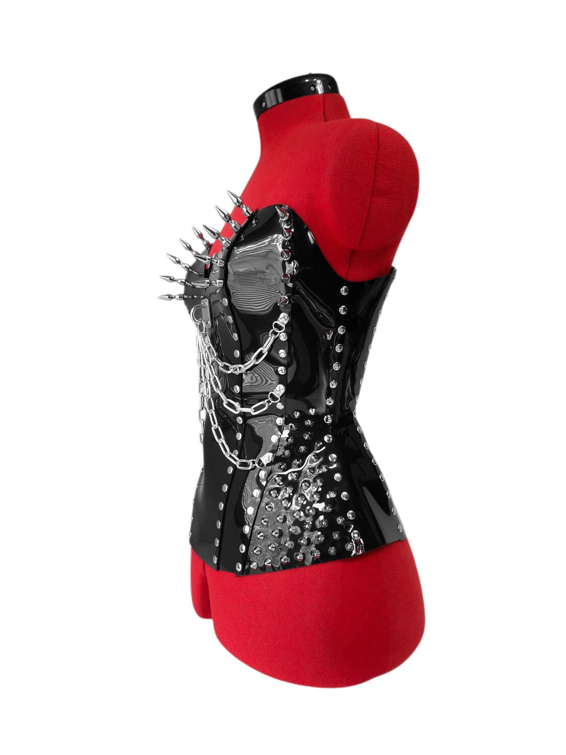 THE WARDEN Extreme Gothic Spiked Overbust Corset