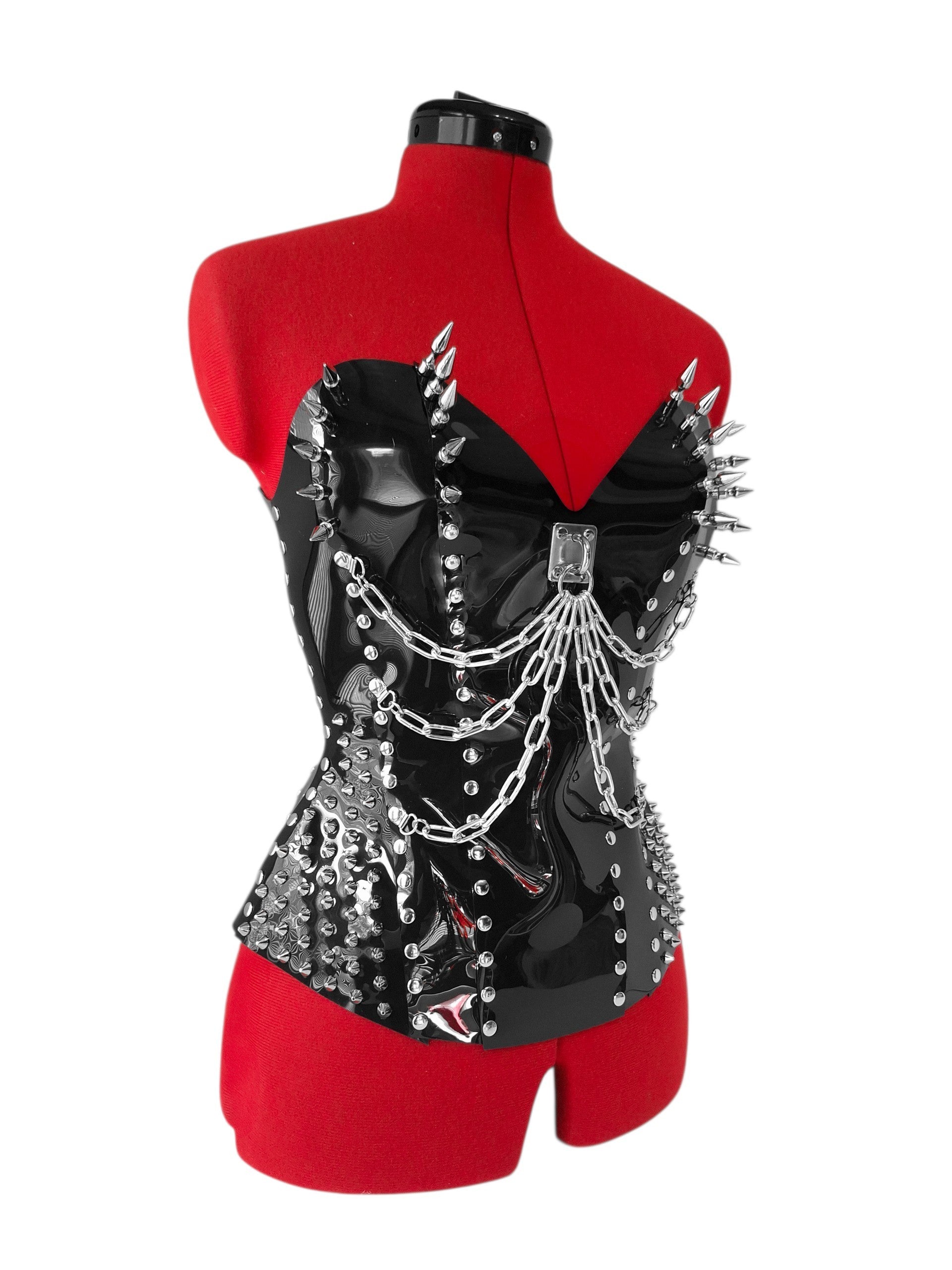 THE WARDEN Extreme Gothic Spiked Overbust Corset