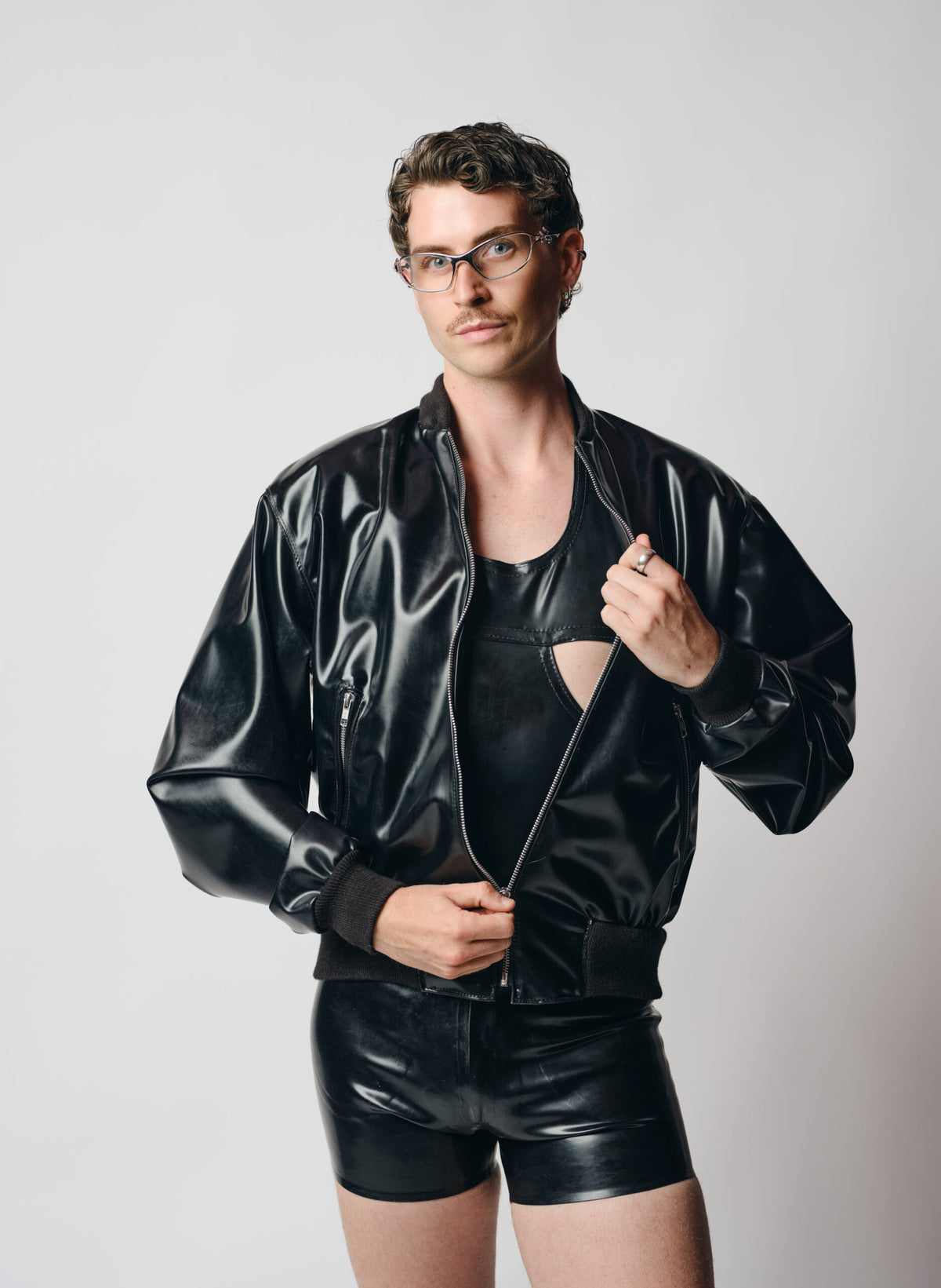 Men's Latex Bomber Jacket