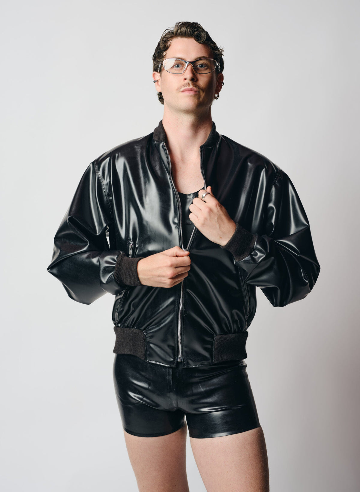 Men's Latex Bomber Jacket