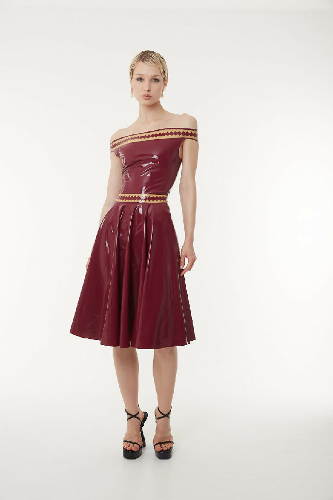 Amentium Without Warning Latex Bardot Dress Front
