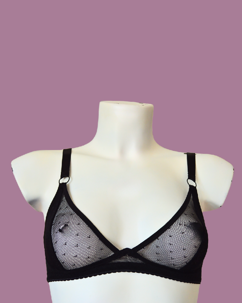 The wire free TOUCH bra in soft stretch pin dot mesh. LIMITED EDITION