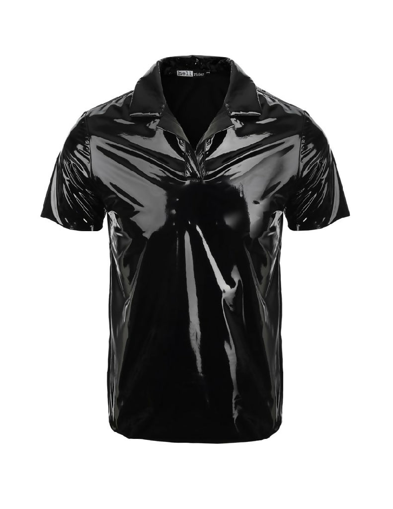 koszulka_bluzka_polo_meska_lateksowa_z_lacku_kolnierz_fetish_czarna_przod