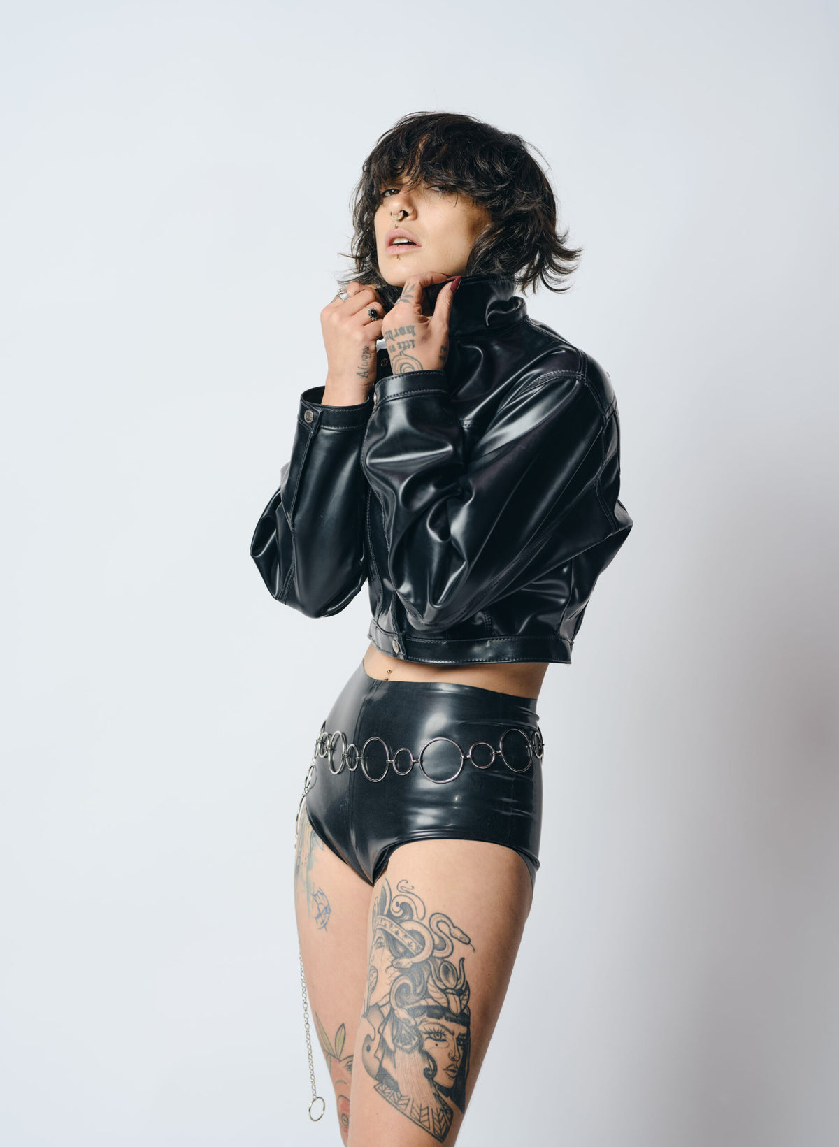 Cropped Latex Jacket