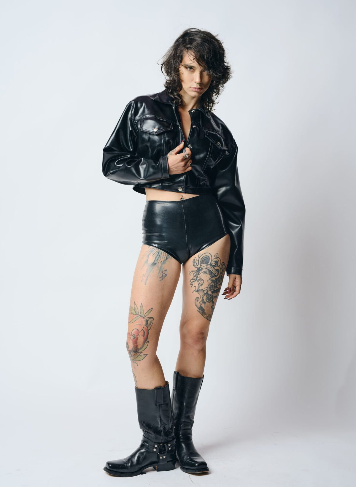 Cropped Latex Jacket