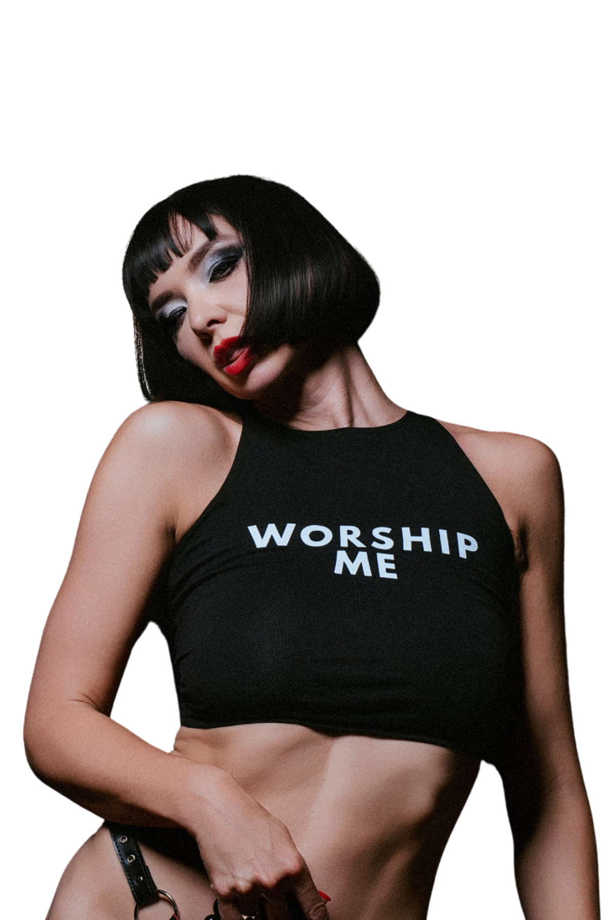 WORSHIP ME Crop Racer Top