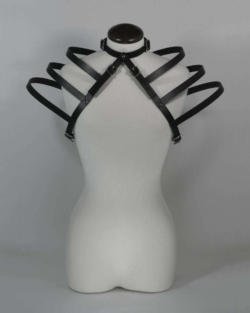 Leather Harness Choker - Avant Garde Cage
