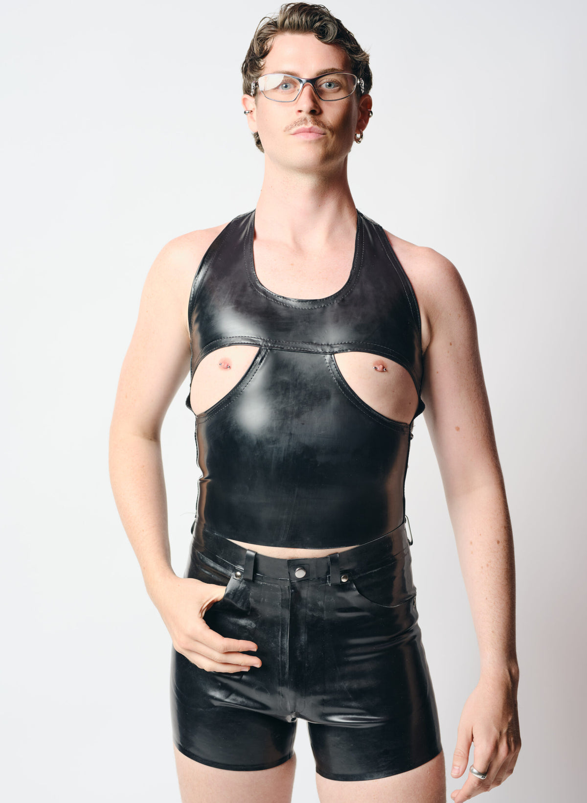 Men's Cut Out Latex Top