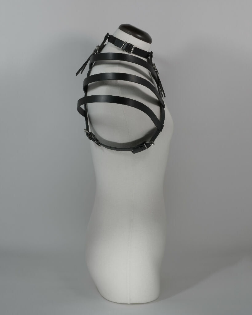 Leather Harness Choker - Avant Garde Cage
