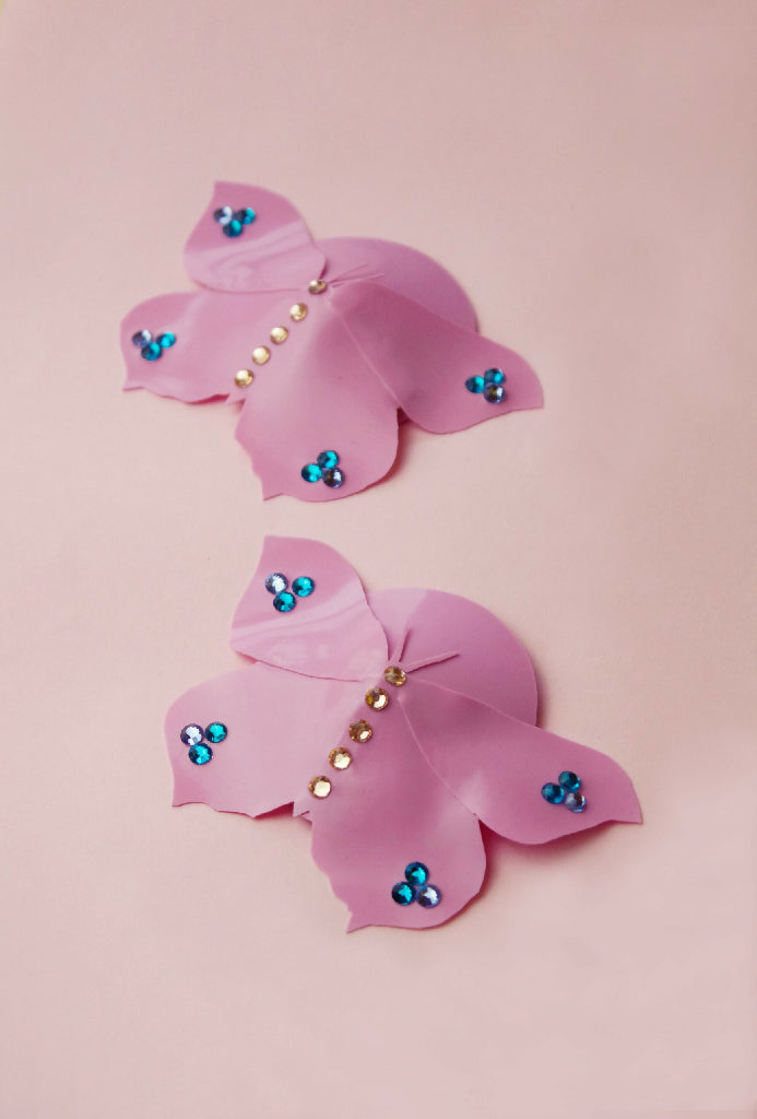 BUTTERFLY LATEX NIPPLE PASTIES ( PICK YOUR COLOUR )