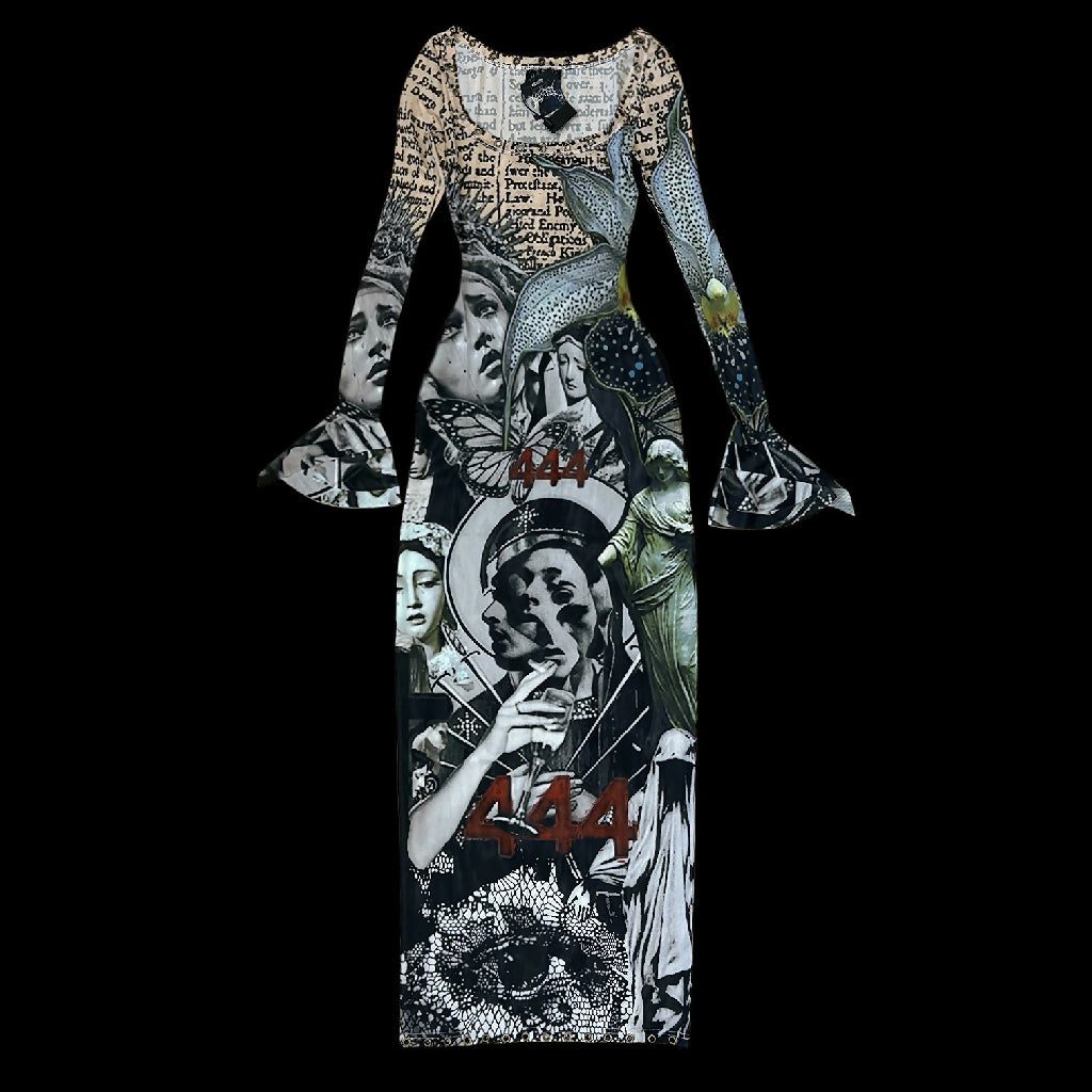 Awakening 444 mesh print dress