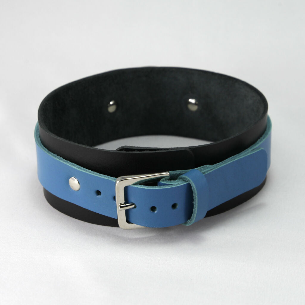 Leather Collar Black/Blue