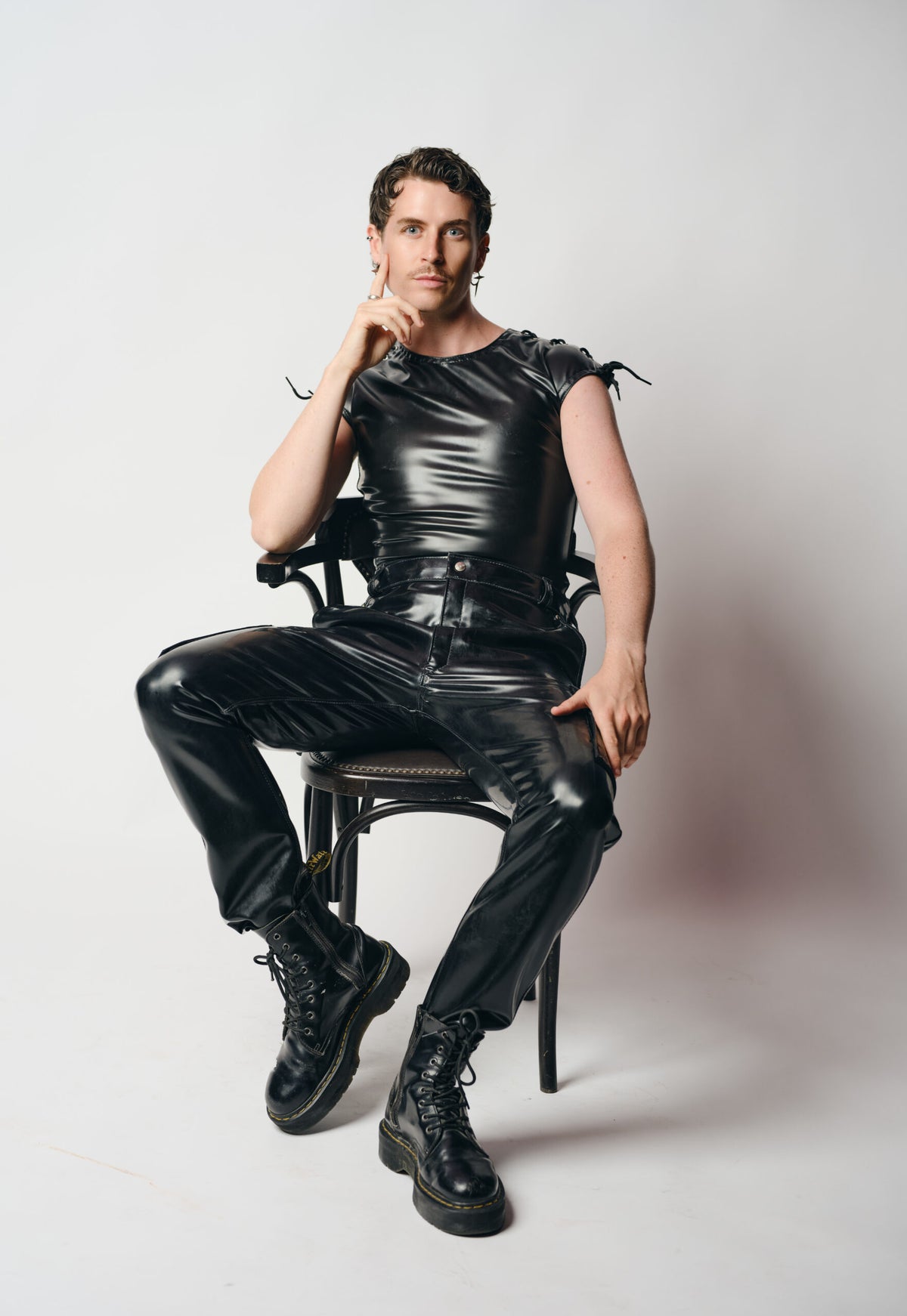 Lace Fastening Latex T-Shirt