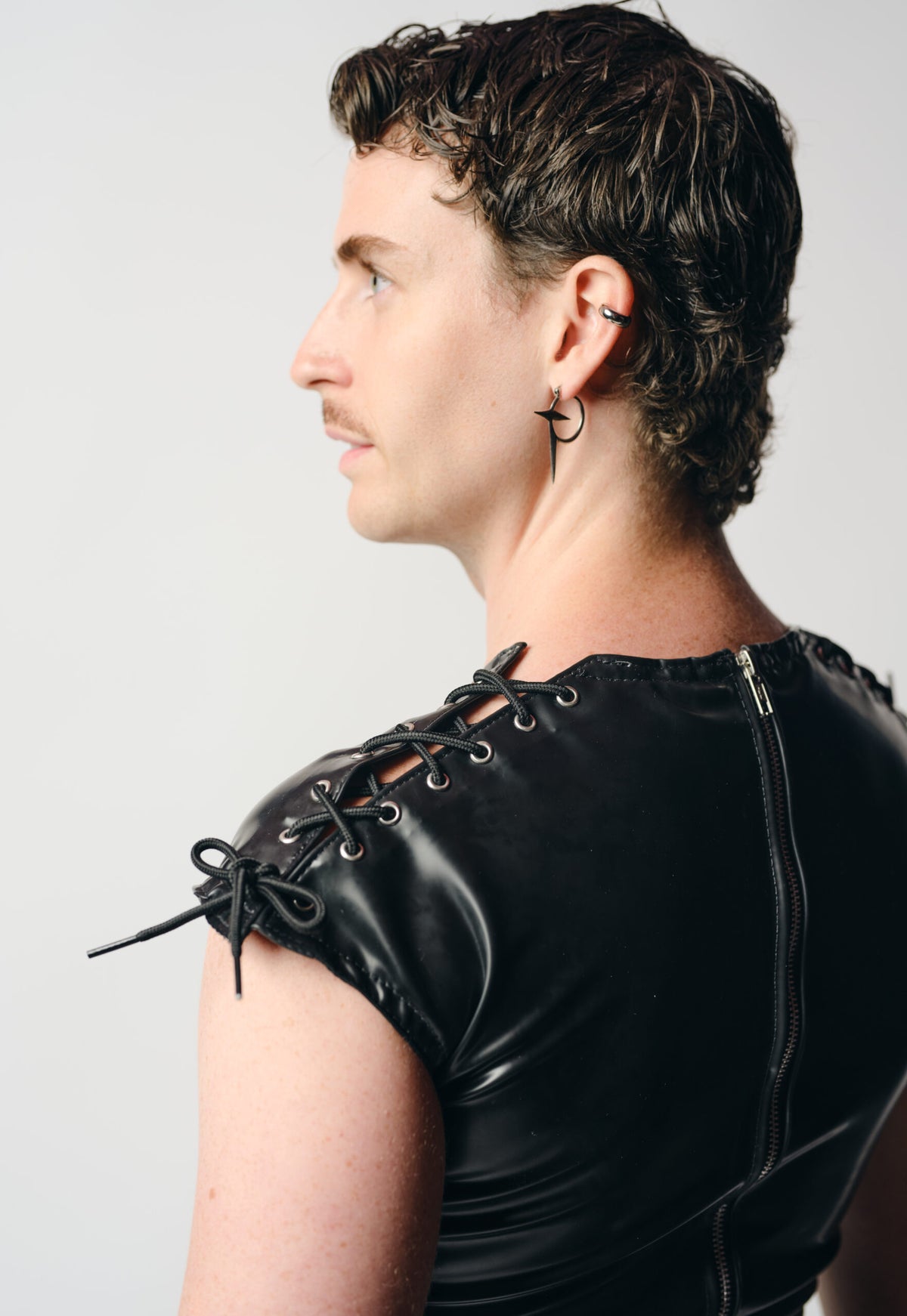 Lace Fastening Latex T-Shirt